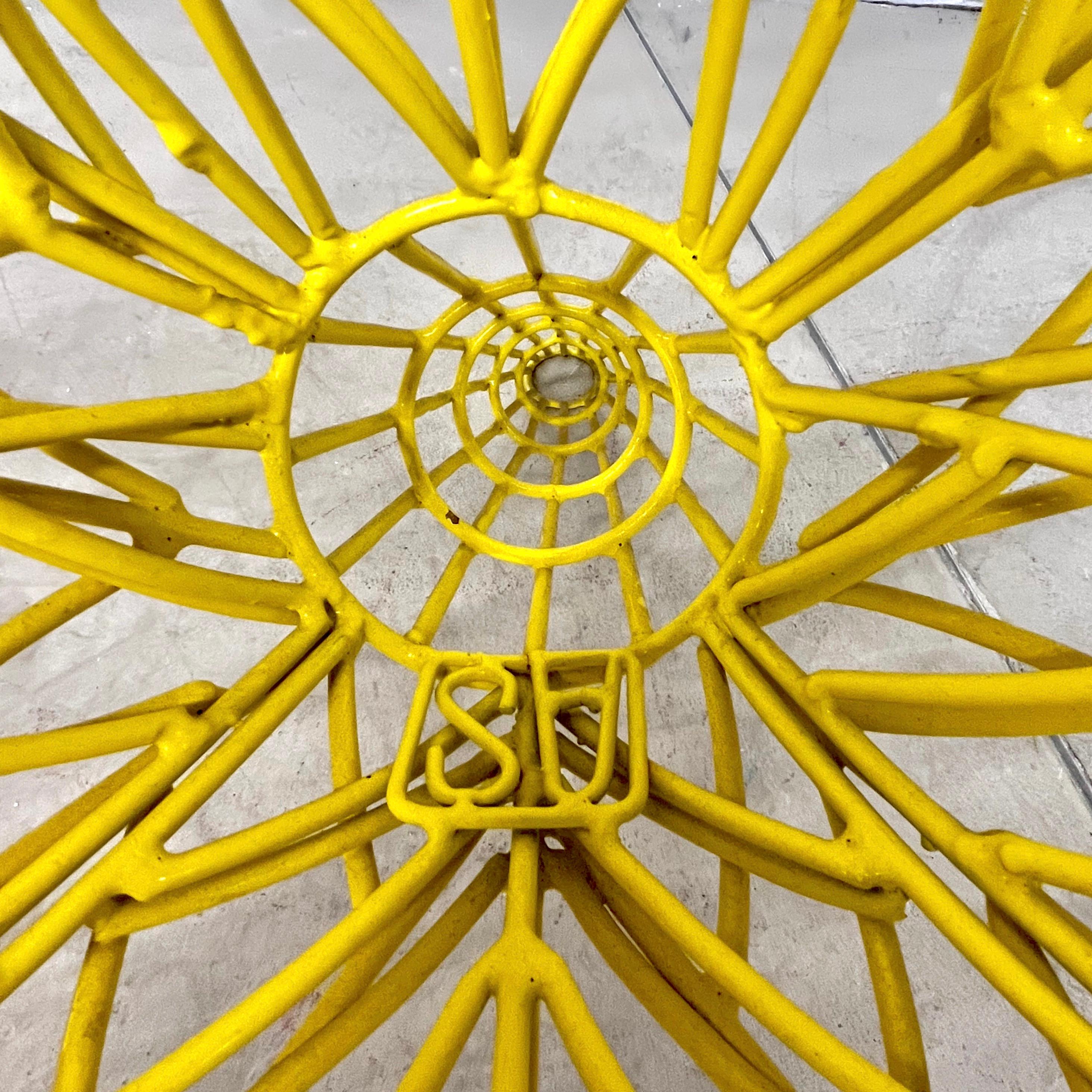 Hand-Crafted Spazzapan Italian Post-Modern Pop Art Yellow Flower Metal Sculpture Armchair For Sale