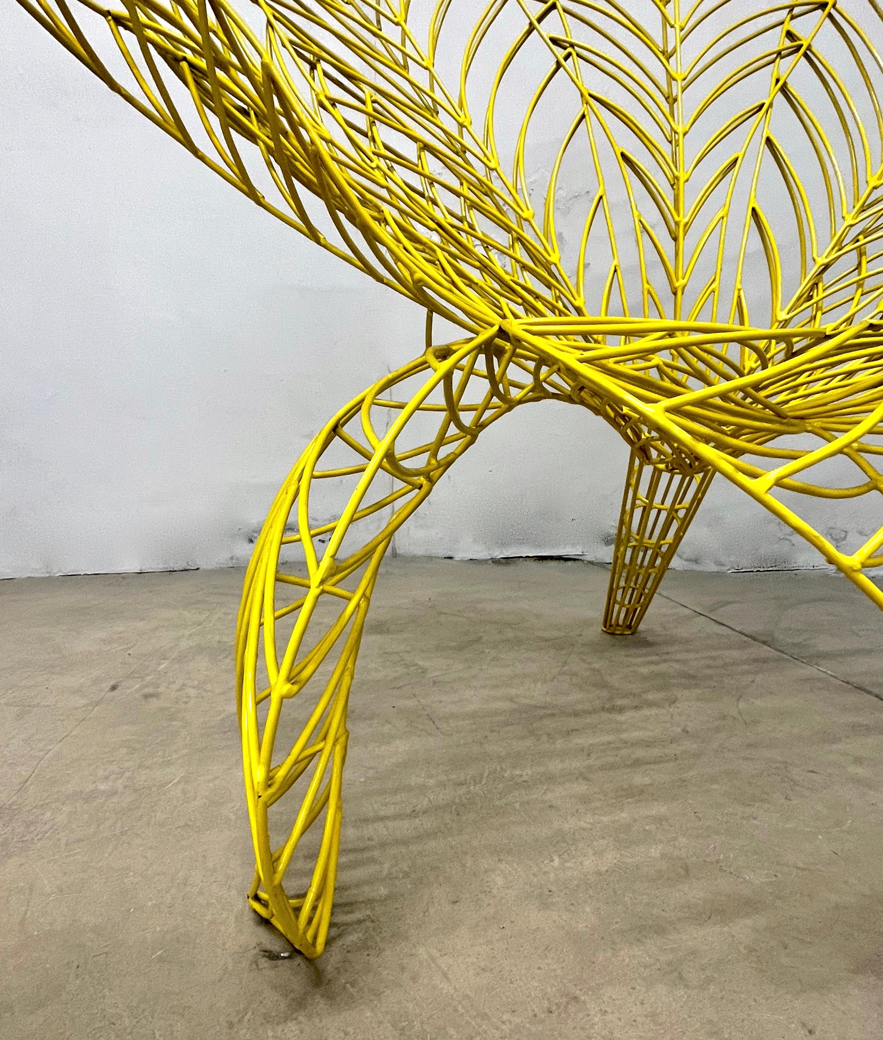 Spazzapan Italian Post-Modern Pop Art Yellow Flower Metal Sculpture Armchair In Good Condition For Sale In New York, NY