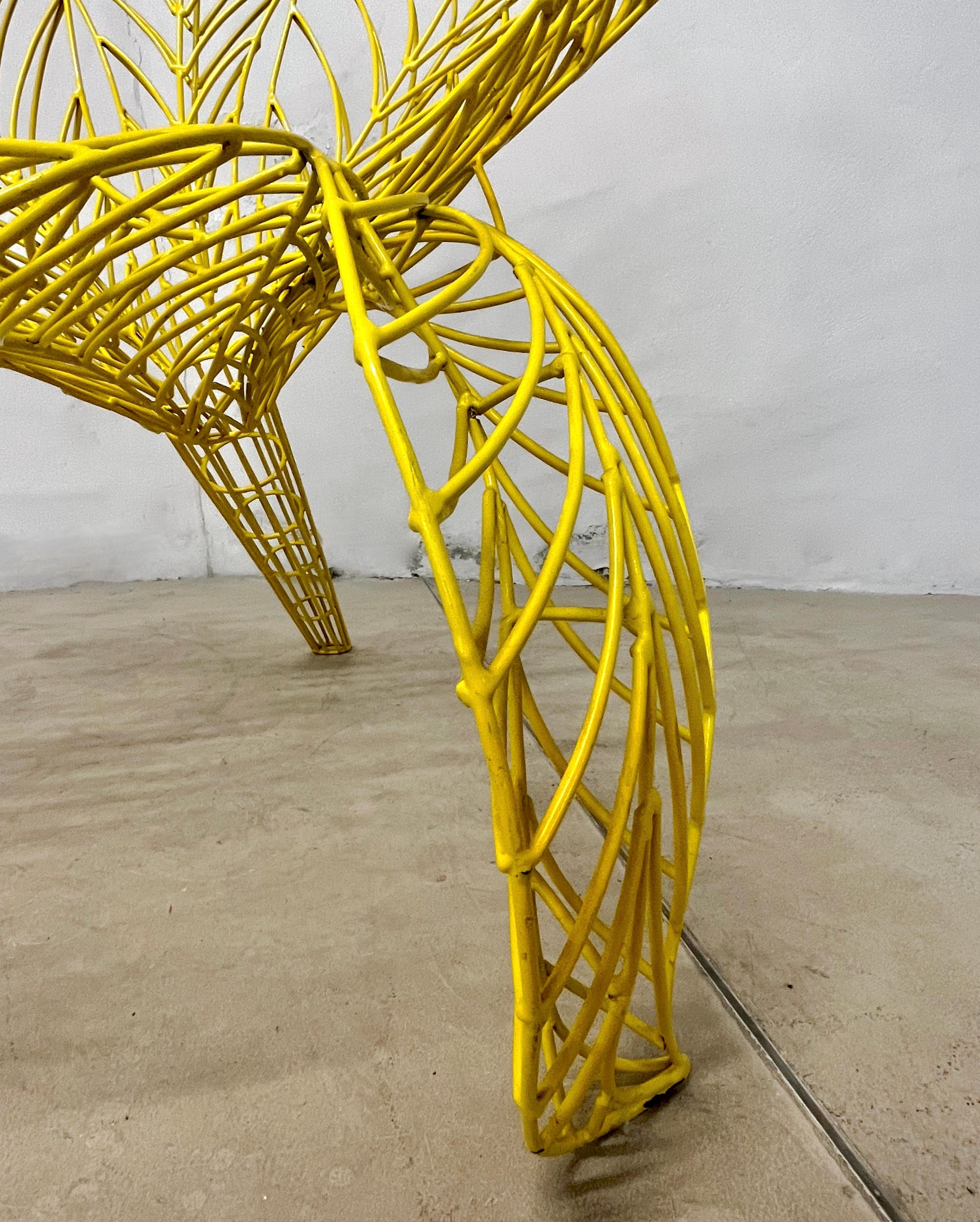 Contemporary Spazzapan Italian Post-Modern Pop Art Yellow Flower Metal Sculpture Armchair For Sale
