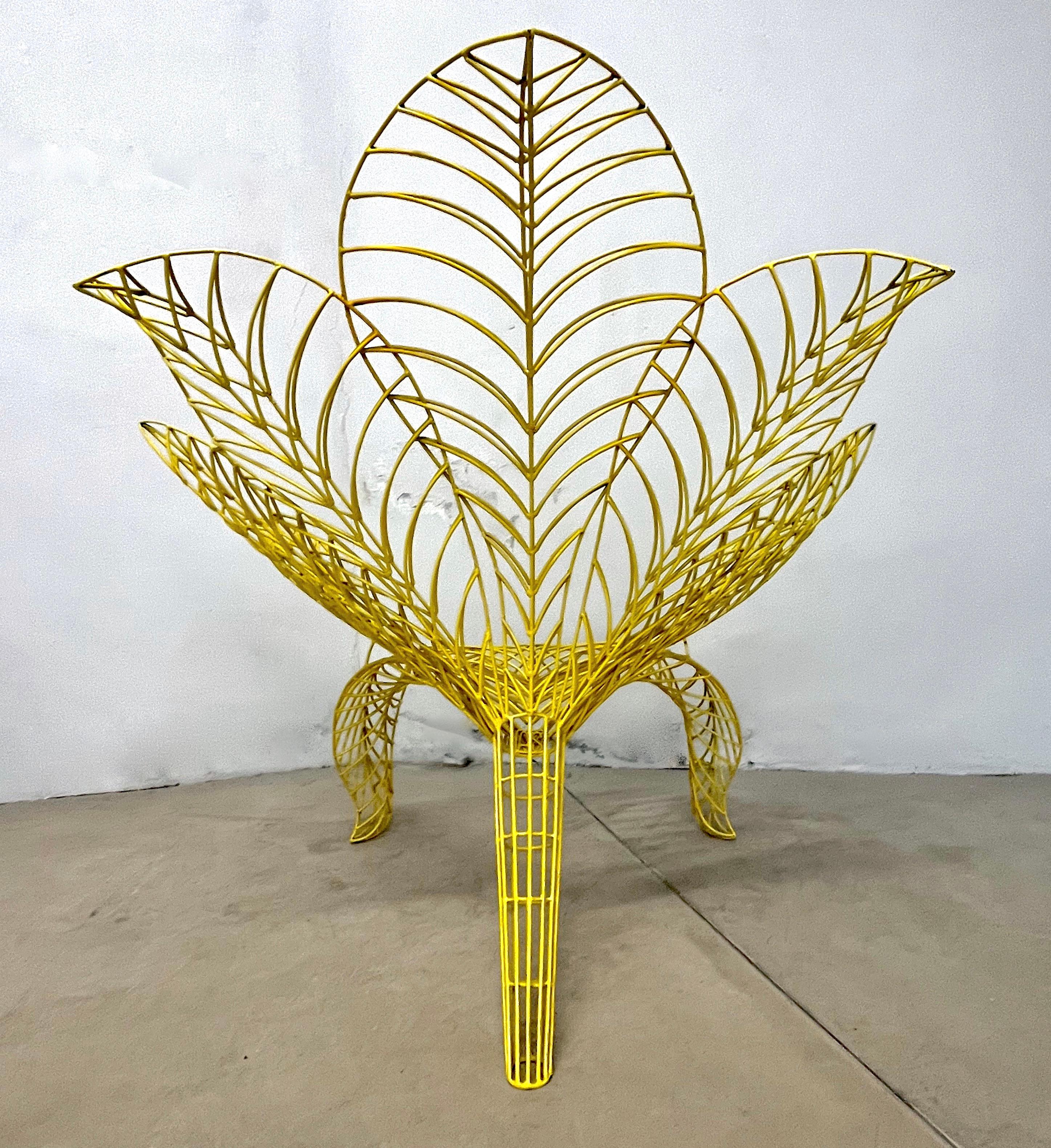 Spazzapan Italian Post-Modern Pop Art Yellow Flower Metal Sculpture Armchair For Sale 2