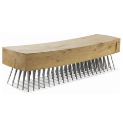 Banco Spazzola de madera de cedro, diseñado por Fabio Lo Jacono, Made in Italy