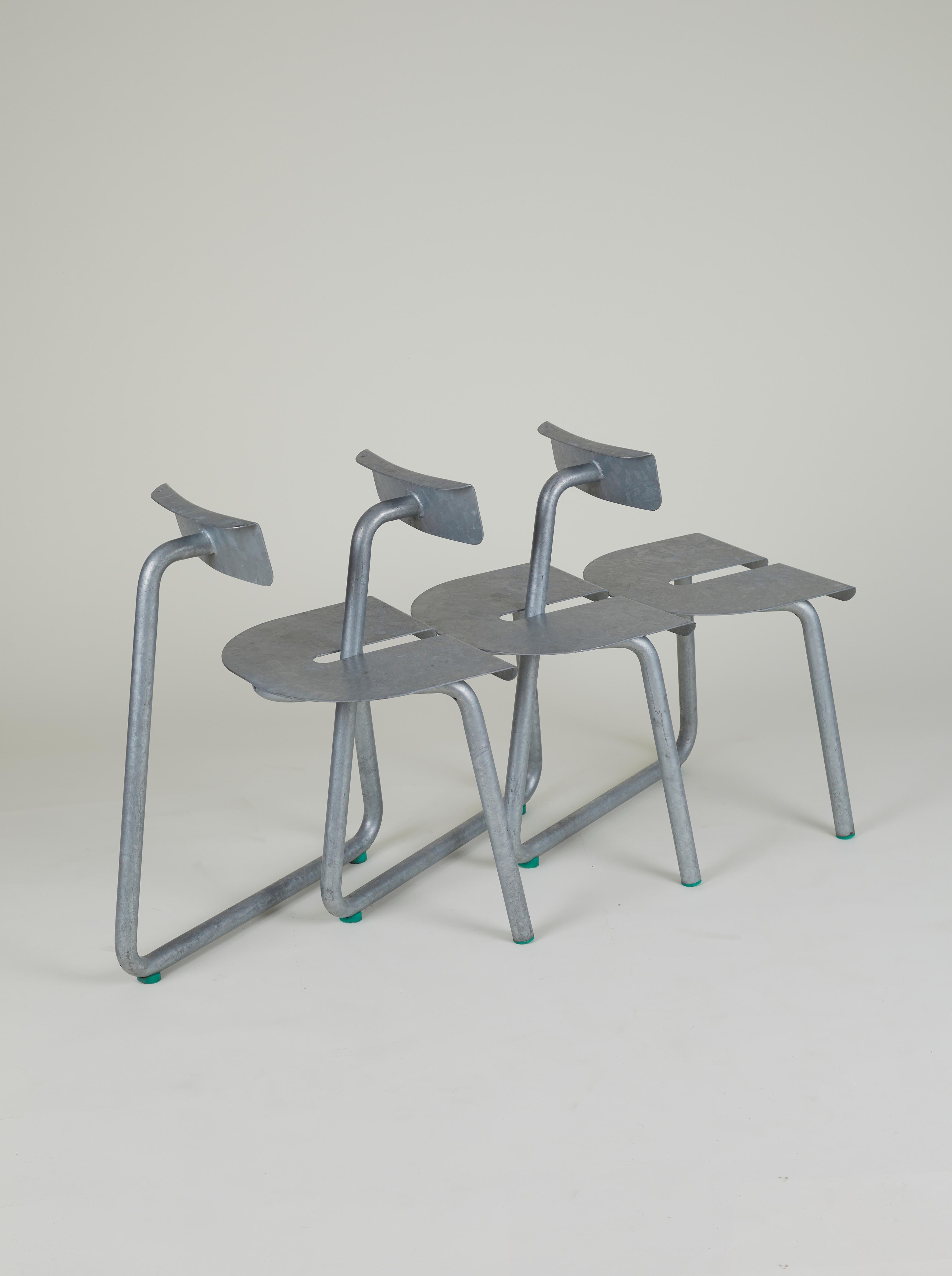 Modern SPC Chairs by Thomas Serruys in galvanized steel 