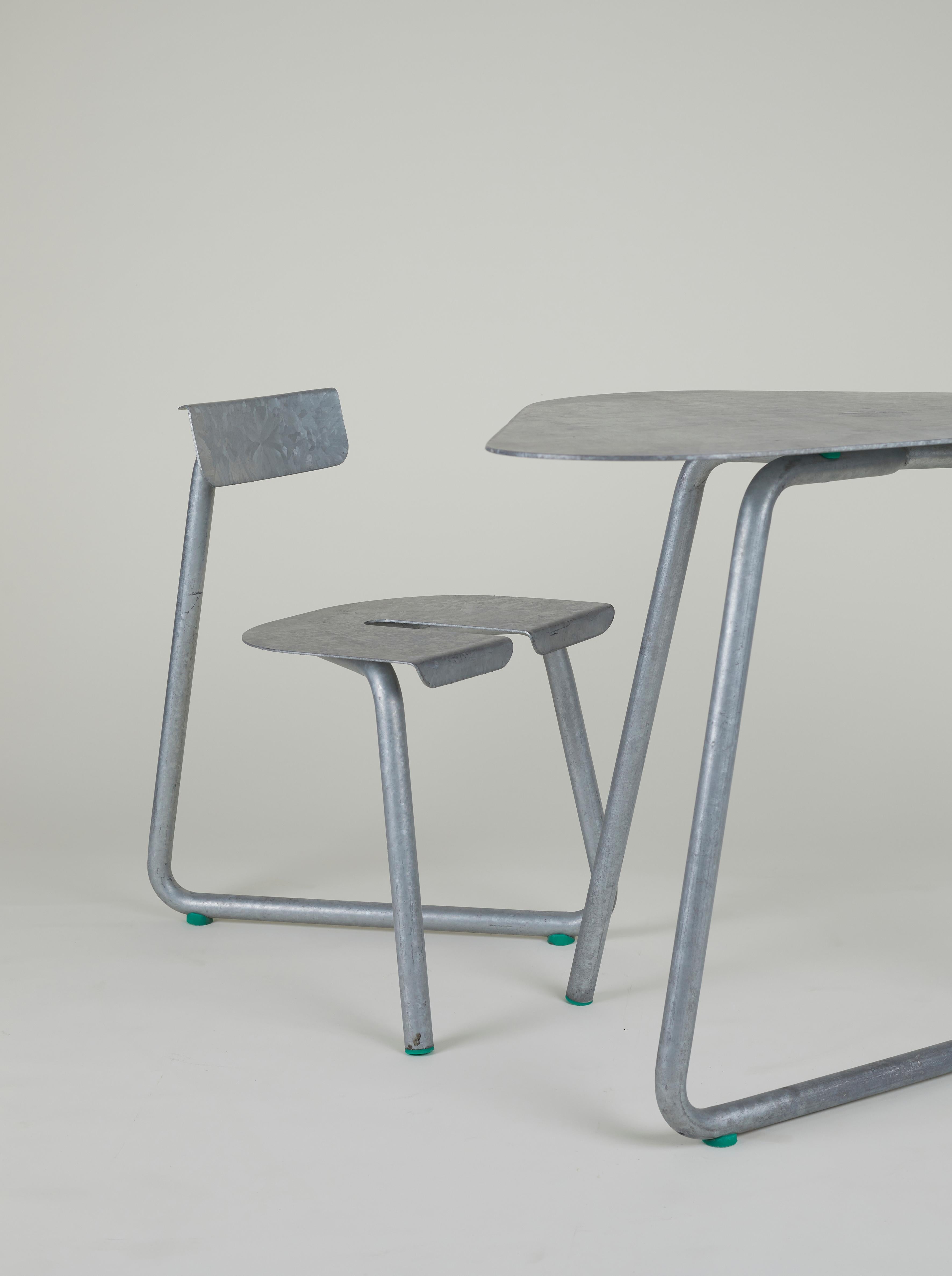 Contemporary SPC Chairs by Thomas Serruys in galvanized steel 