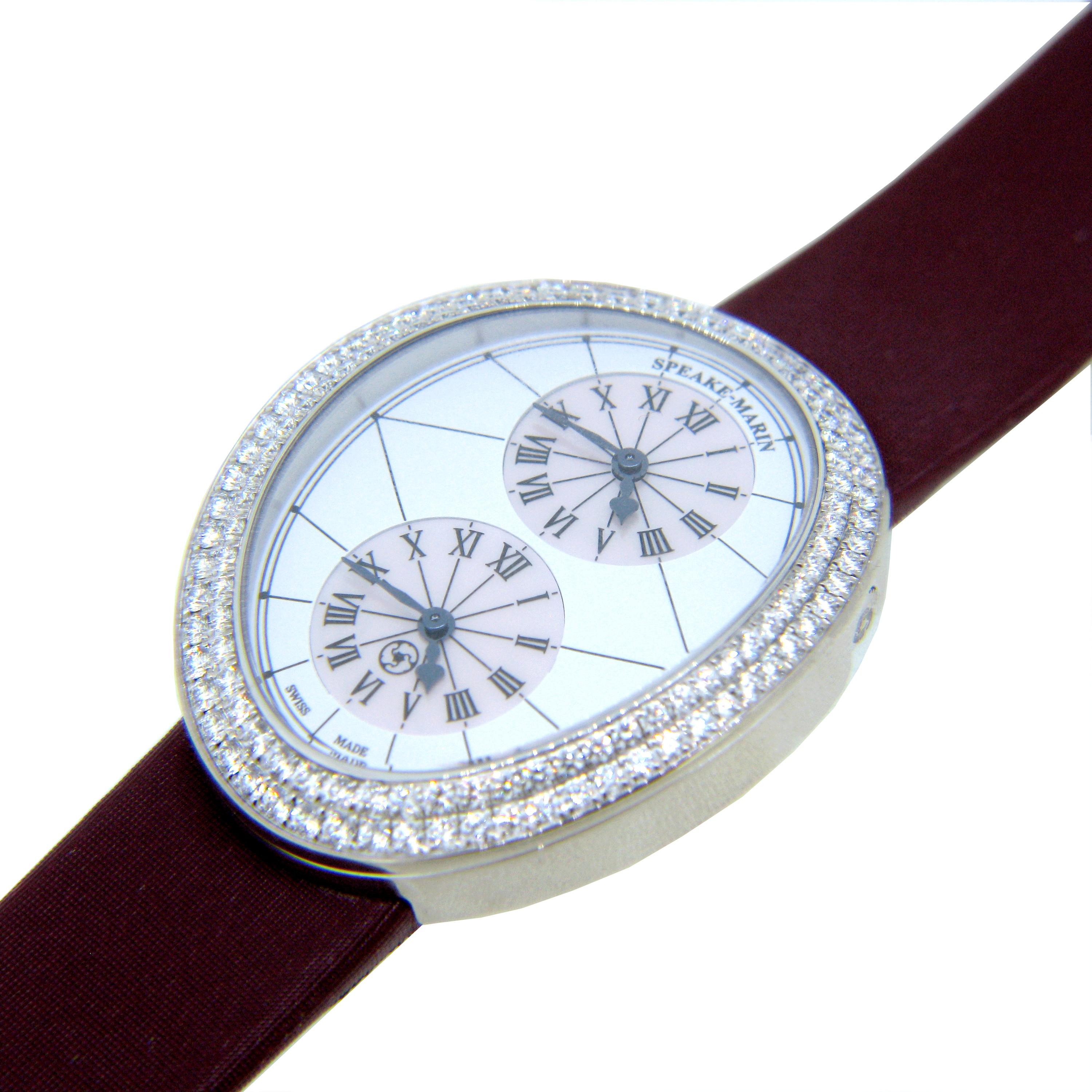 Speake-Marin Shenandoah Dual Timezone White Gold Women's Watch For Sale 2