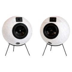 Speakers, Mid-Century White Resin, 1960 Design