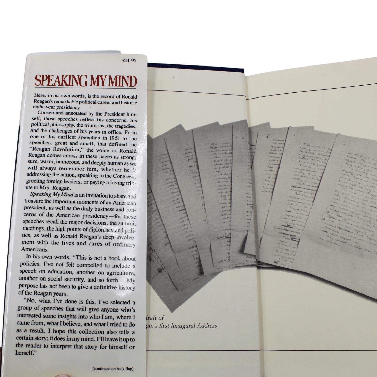 Speaking My Mind: Selected Speeches, Signed by Ronald Reagan, First Edition In Good Condition For Sale In Colorado Springs, CO