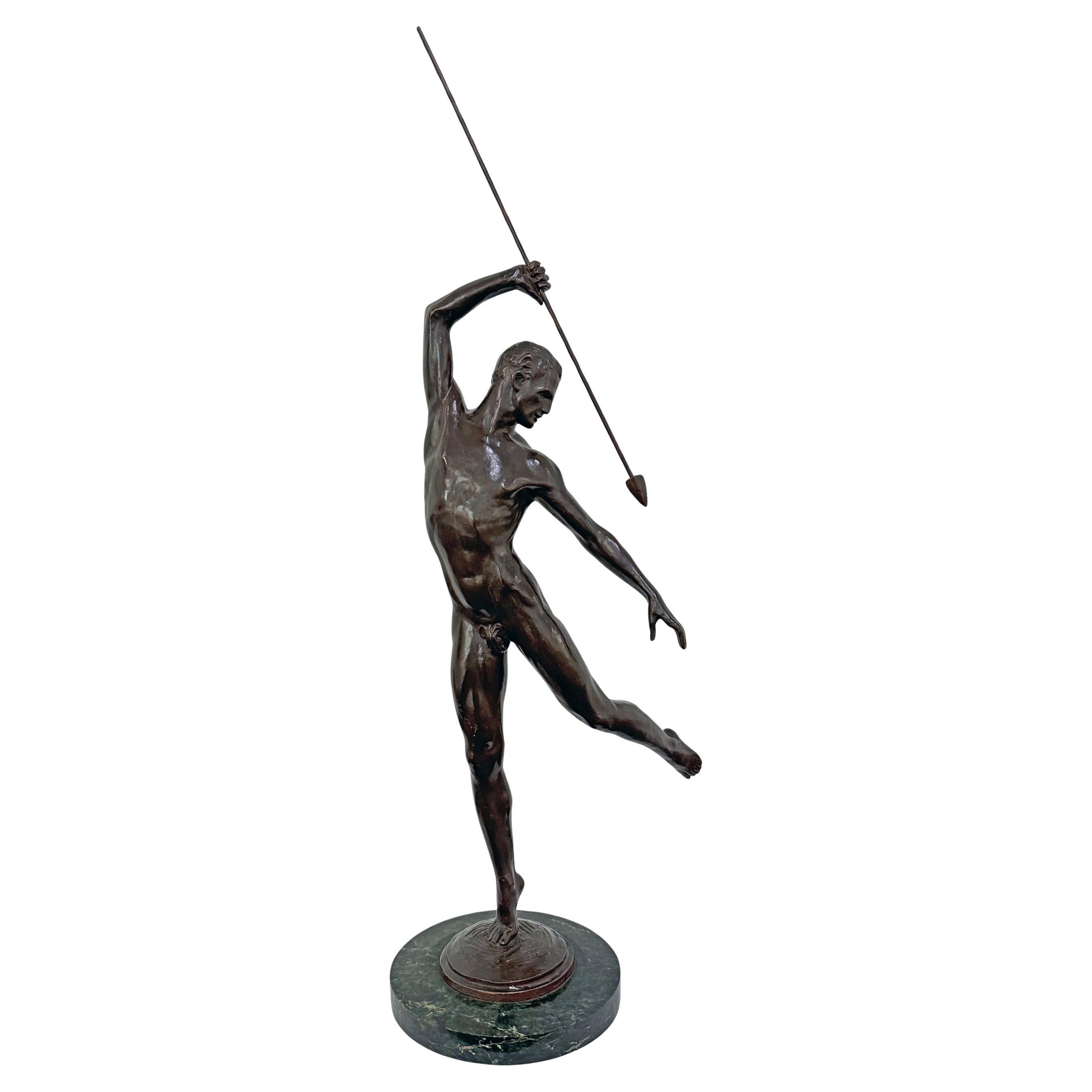 "Spear Dancer", Spectacular, Rare Bronze with Male Nude by Brenda Putnam