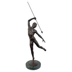 "Spear Dancer", Spectacular, Rare Bronze with Male Nude by Brenda Putnam