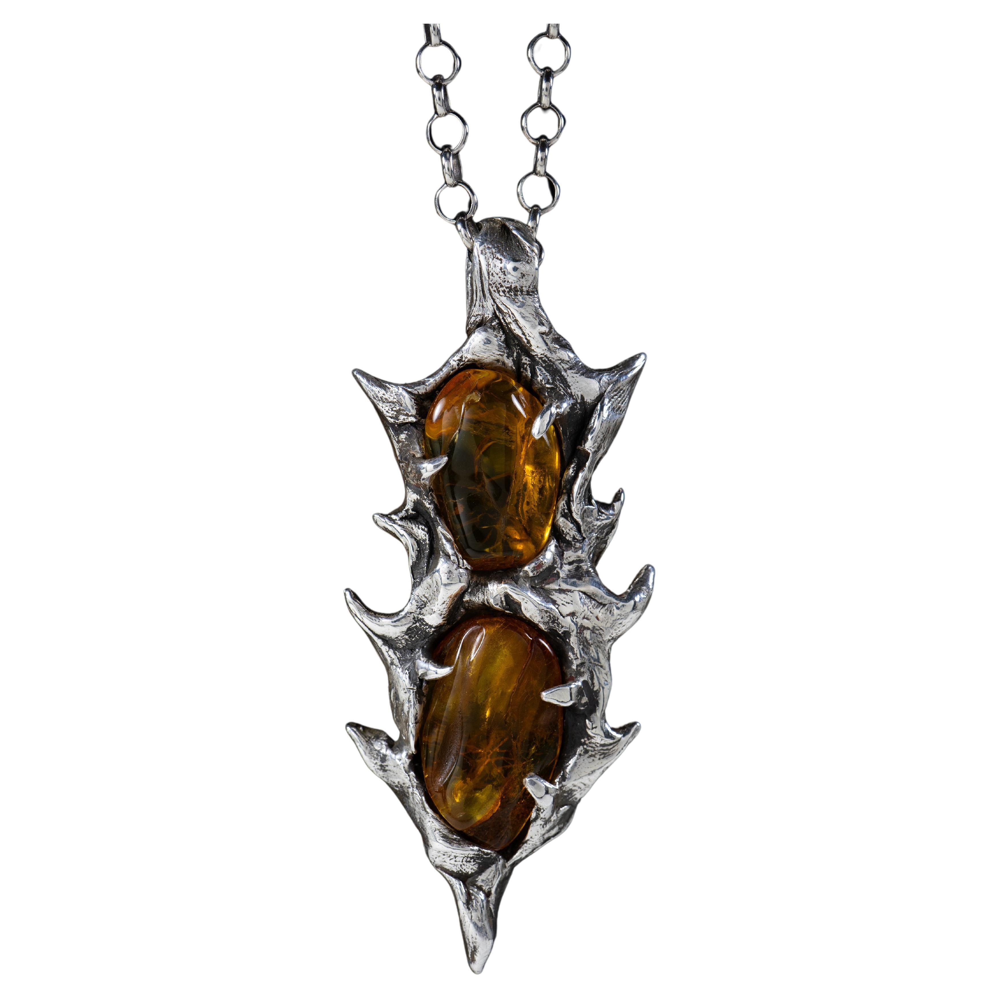  Spear of Immortality (Baltic Amber, Sterling Silver Pendant) by Ken Fury For Sale