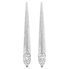 SPEAR TIP EARRINGS White gold with marquise-cut diamond by Liv Luttrell