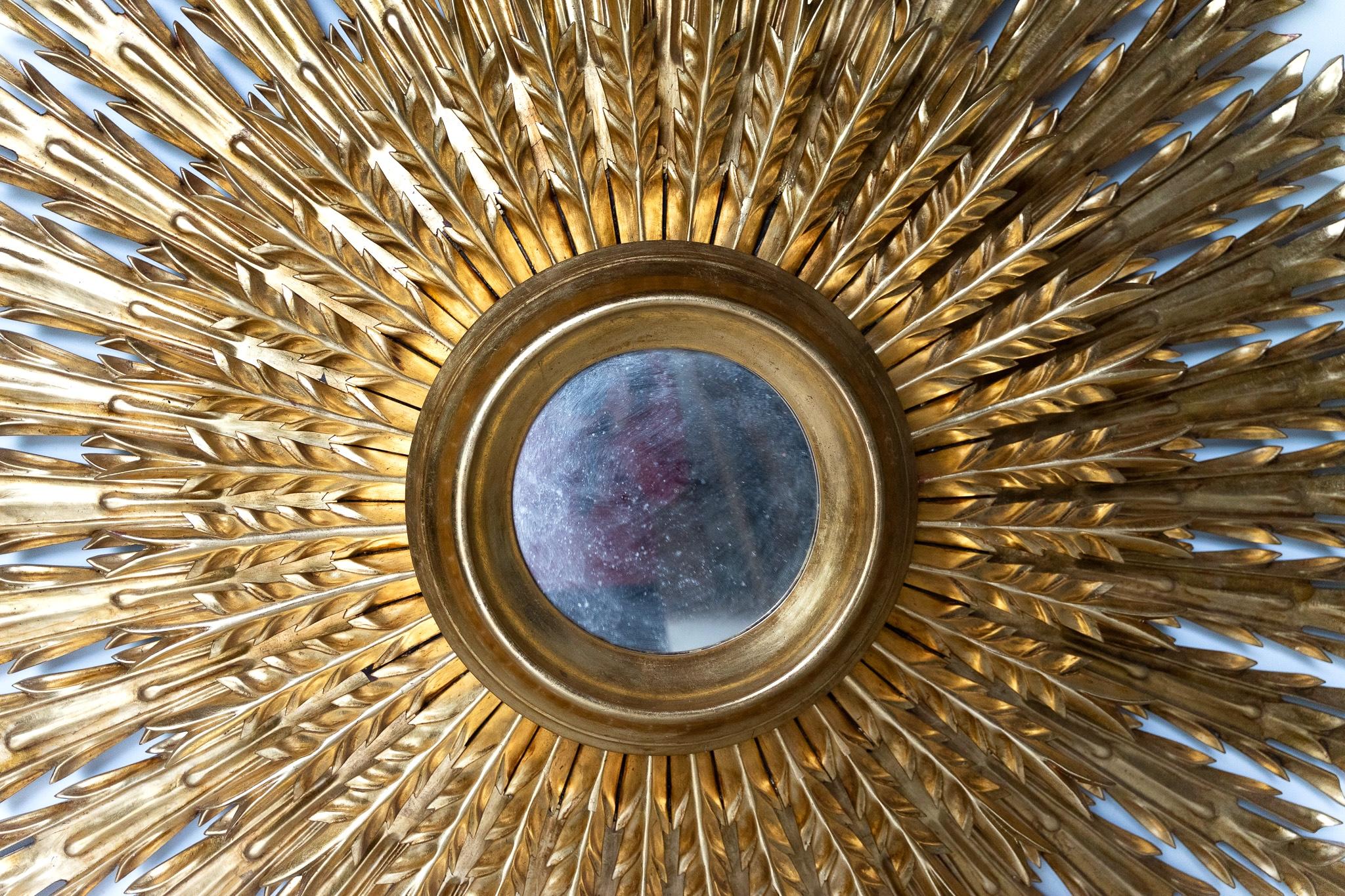 Specchiera A Forma di Sole In Legno Dorato XX secolo (Vergoldet)