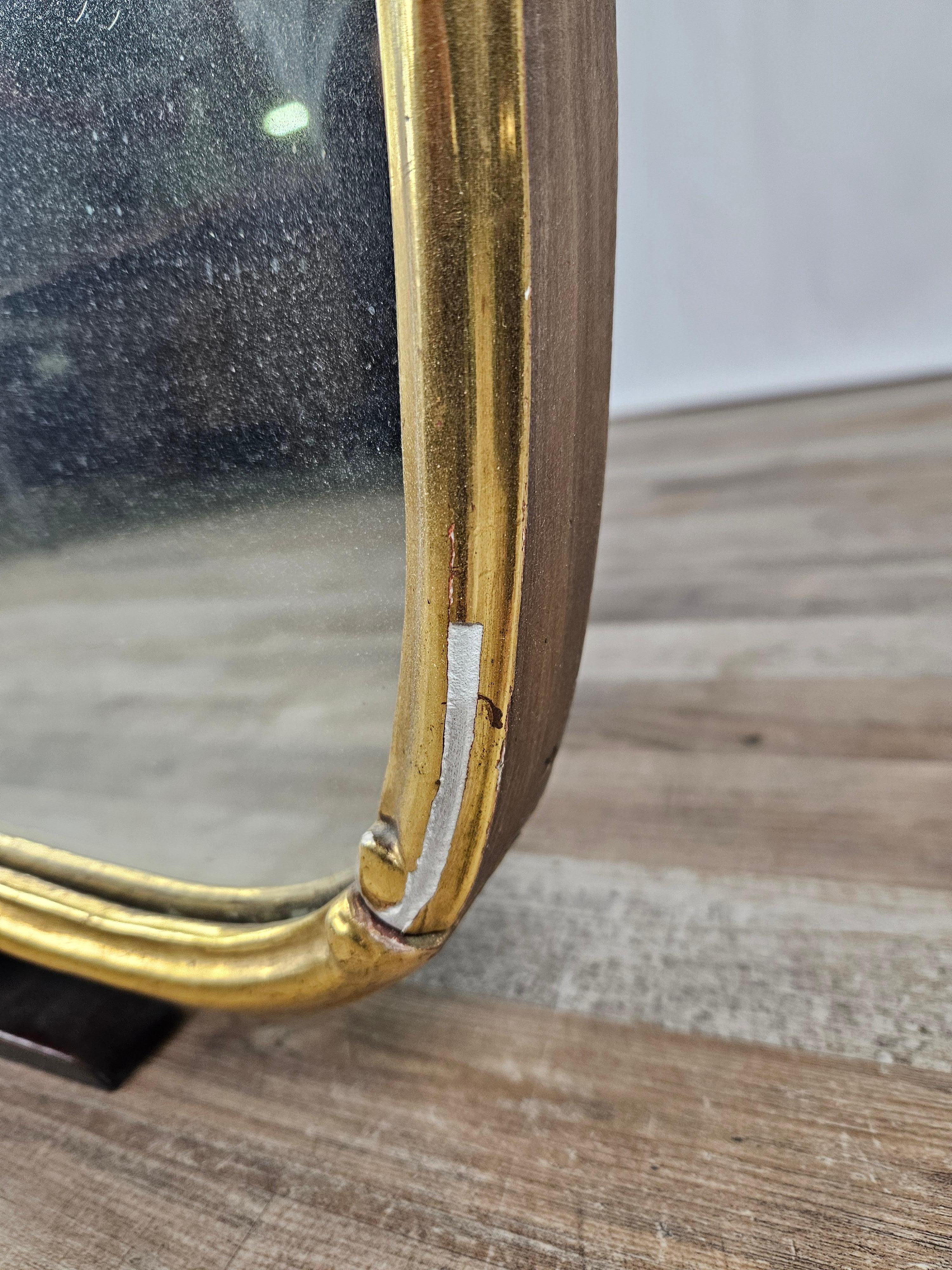 Glass 1950s mirror in gold lacquered wood For Sale
