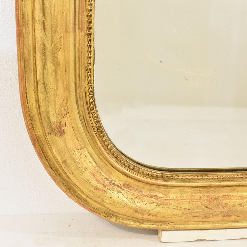 19th Century Miroir ancien avec dorure à la cimaise et à la feuille  Zecchino Gold, 19e siècle. en vente