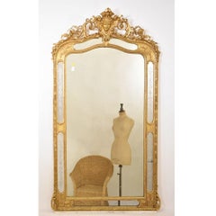 Specchiera Antica, Con Volto E Volute, Dorata In Foglia Di Oro Zecchino, XIX.
