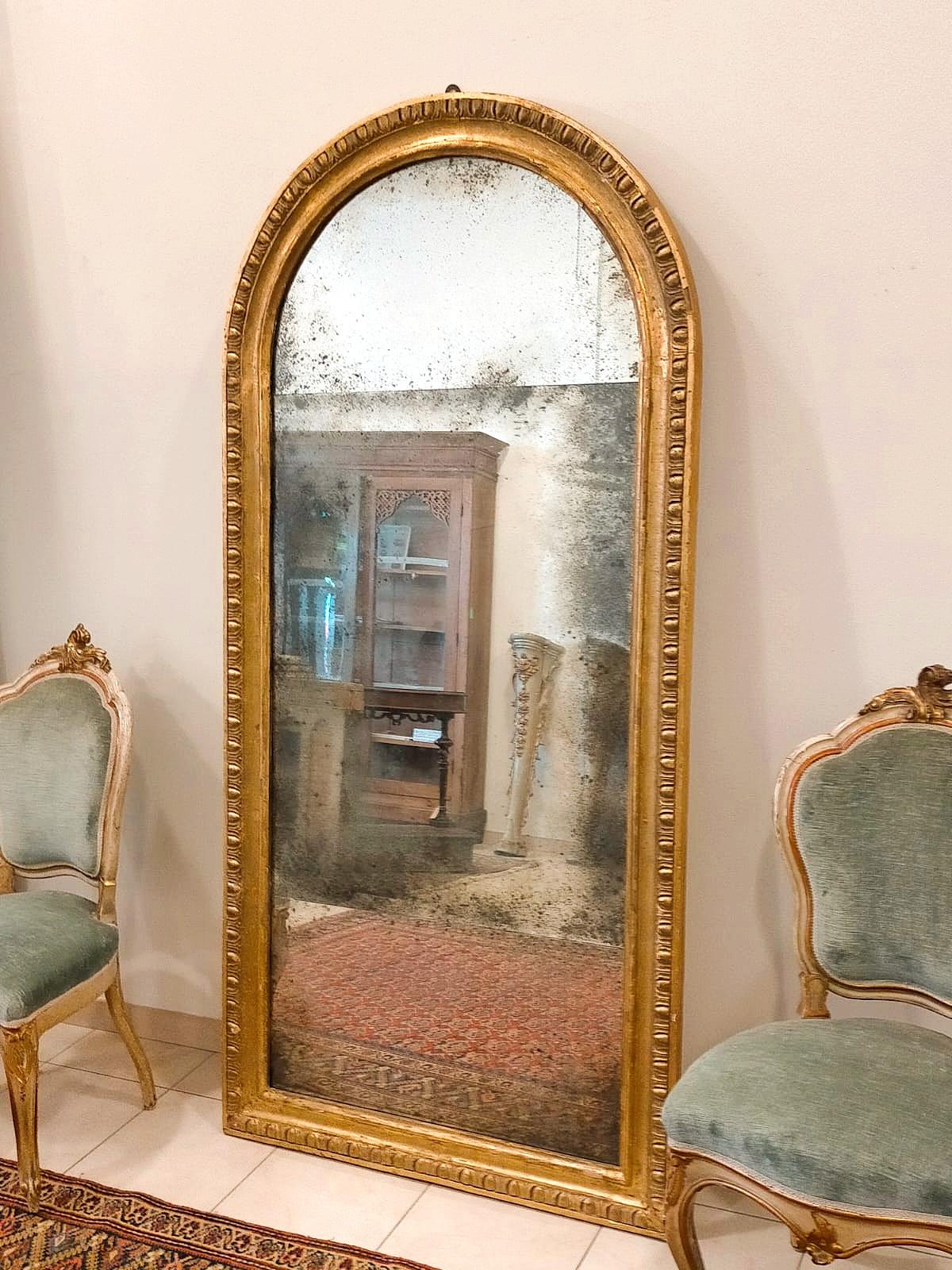 Specchiera antica del 1800 in foglia oro - Grande specchiera d'arredo In condizioni buone in vendita a Cesena, FC