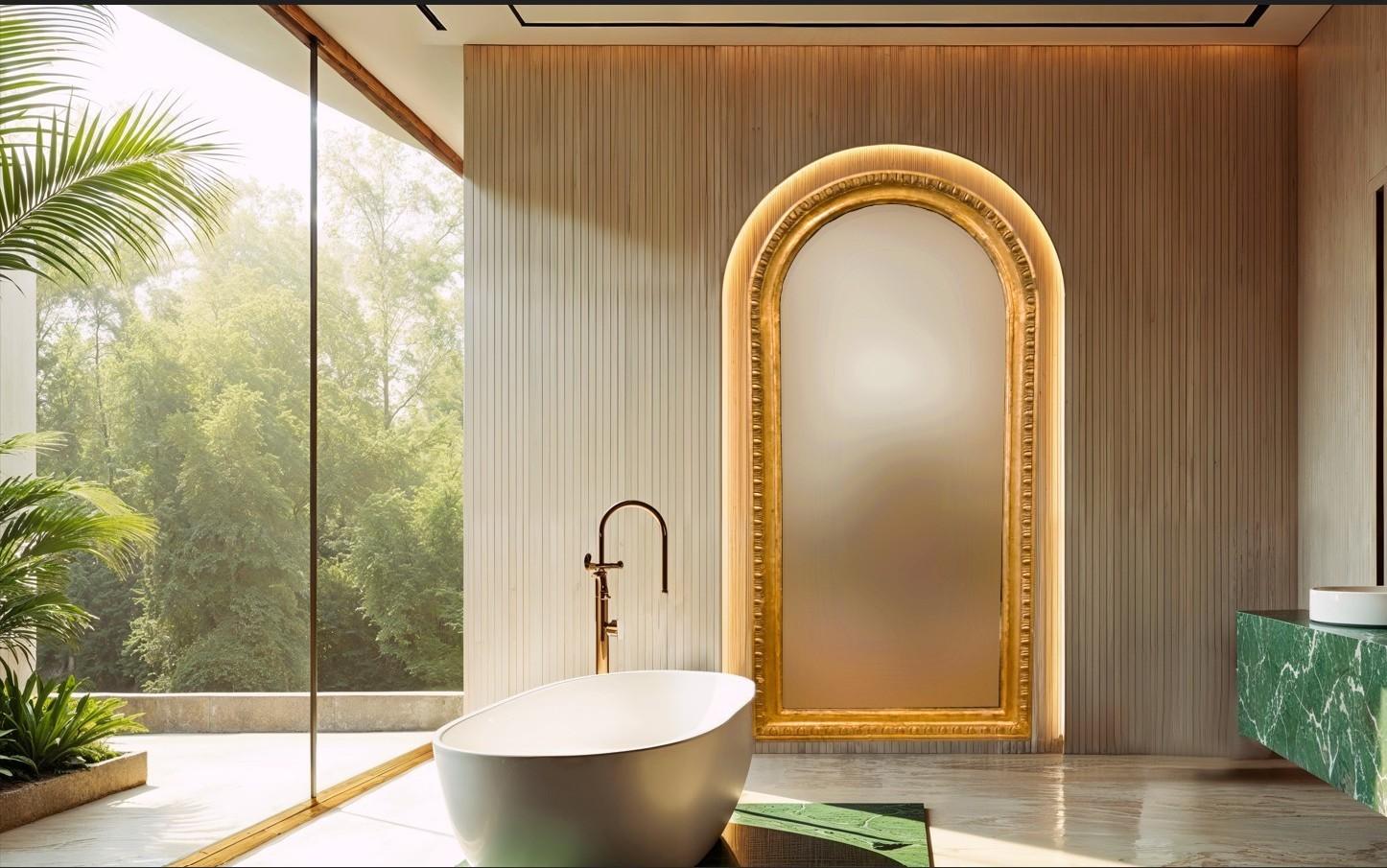 Specchiera antica del 1800 in foglia oro - Grande specchiera d'arredo in vendita 1