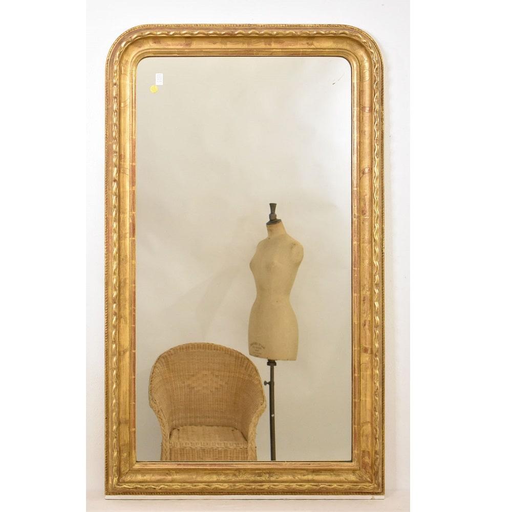 Napoléon III Miroir ancien, Louis Philippe, doré à la feuille d'or pur, 19e siècle. en vente