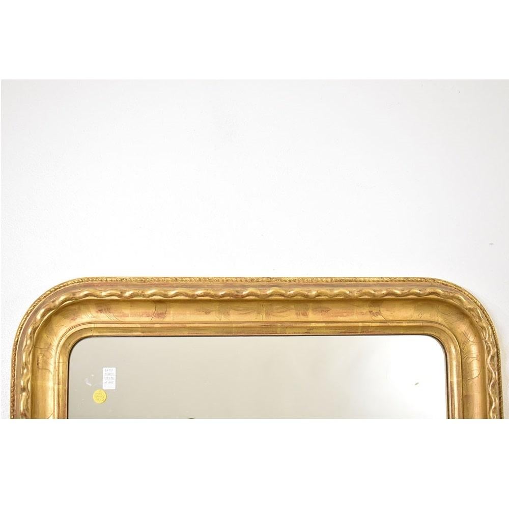 French Miroir ancien, Louis Philippe, doré à la feuille d'or pur, 19e siècle. en vente