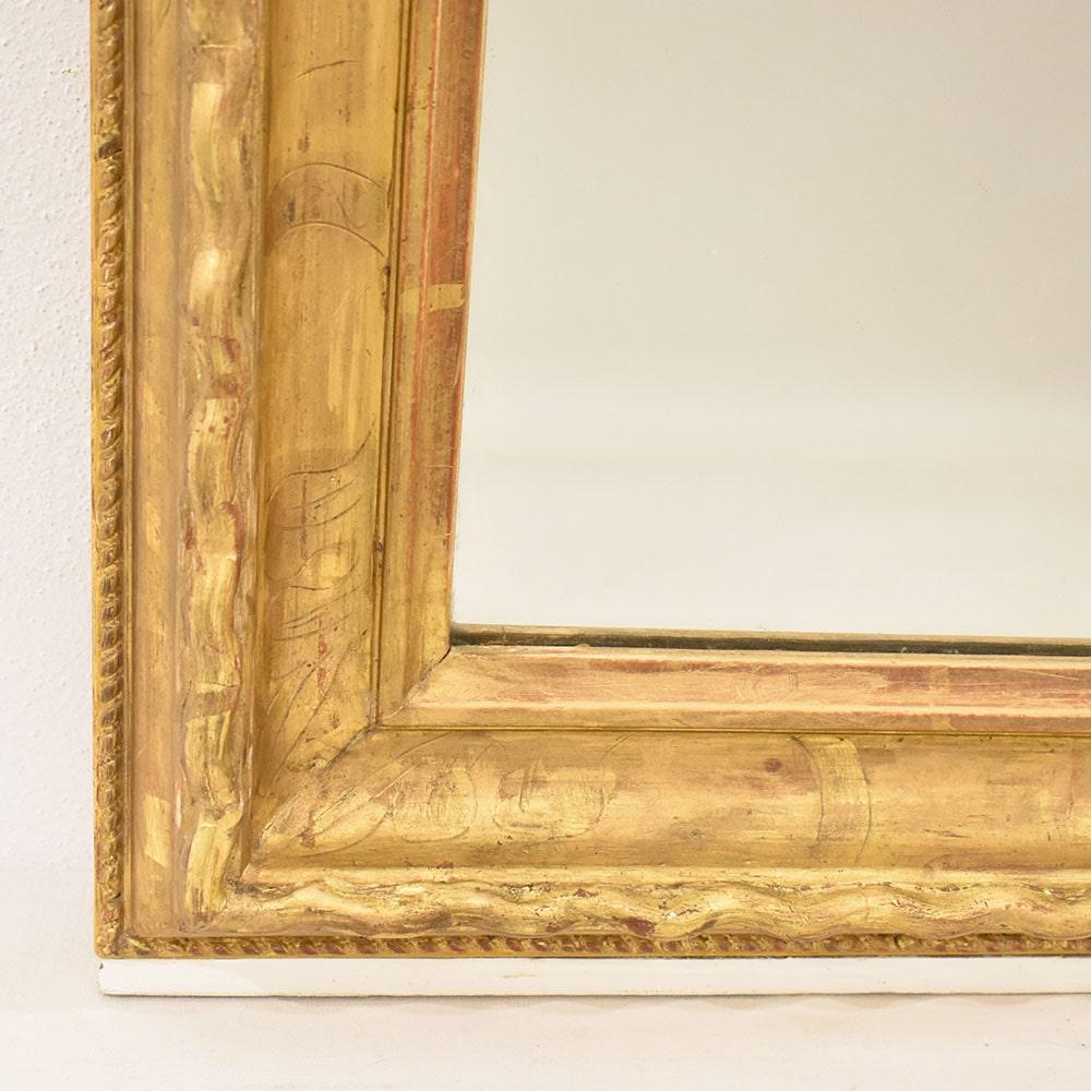 Miroir ancien, Louis Philippe, doré à la feuille d'or pur, 19e siècle. Bon état - En vente à Breganze, VI