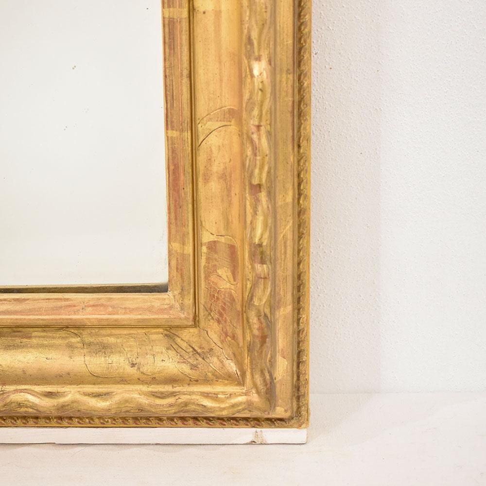 19th Century Miroir ancien, Louis Philippe, doré à la feuille d'or pur, 19e siècle. en vente