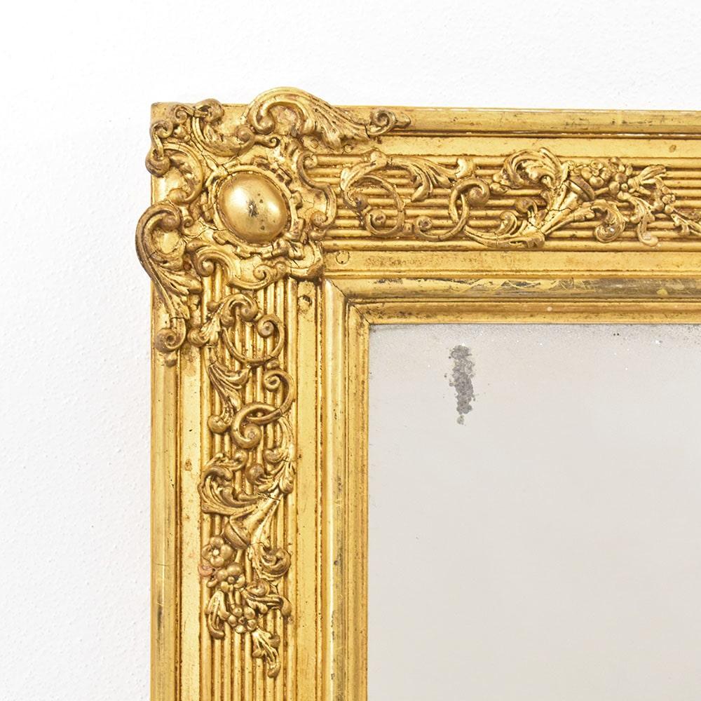 Français Miroir rectangulaire ancien à feuilles dorées, première moitié du 19e siècle