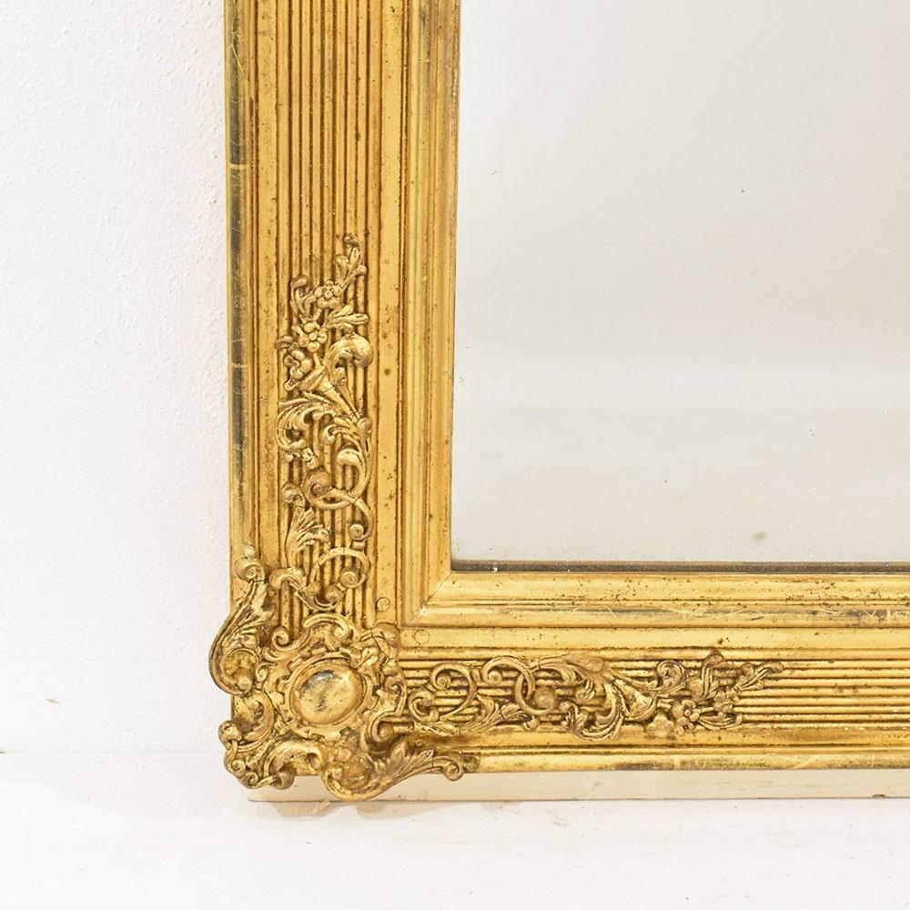 Miroir rectangulaire ancien à feuilles dorées, première moitié du 19e siècle Bon état à Breganze, VI
