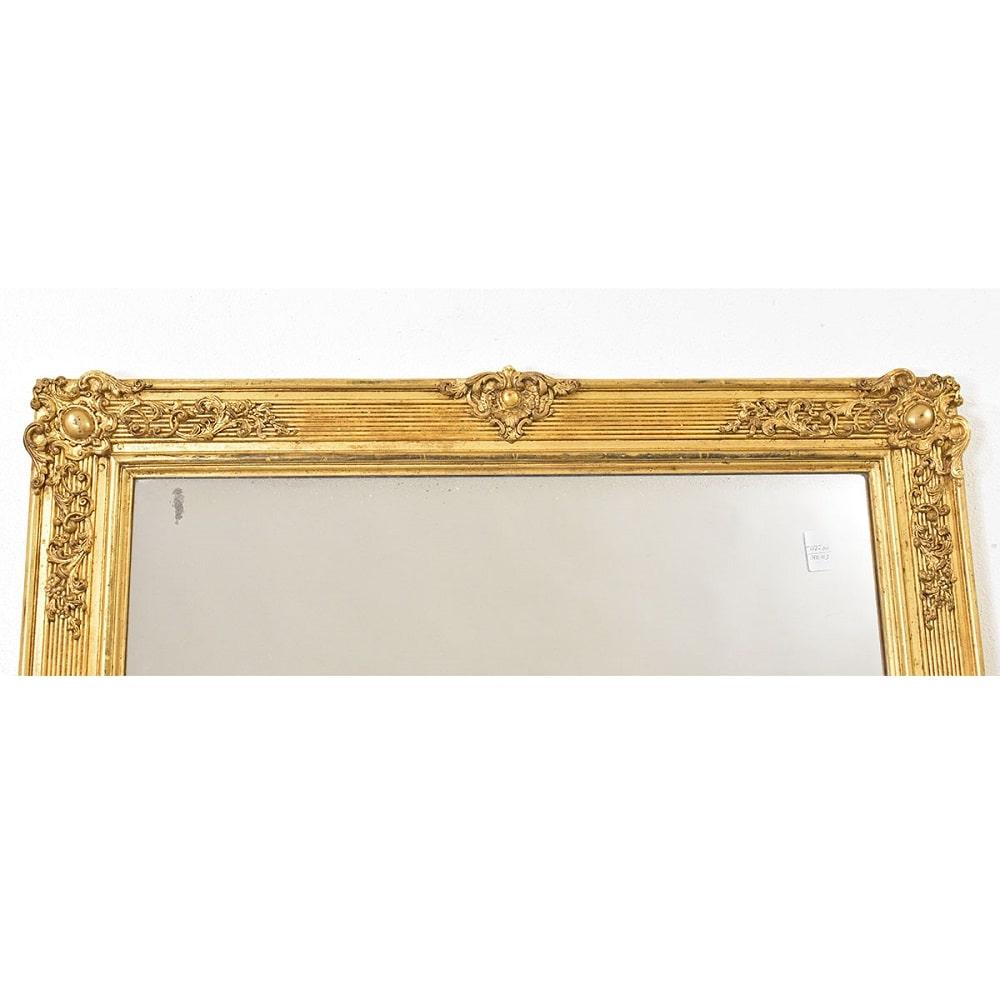 XIXe siècle Miroir rectangulaire ancien à feuilles dorées, première moitié du 19e siècle