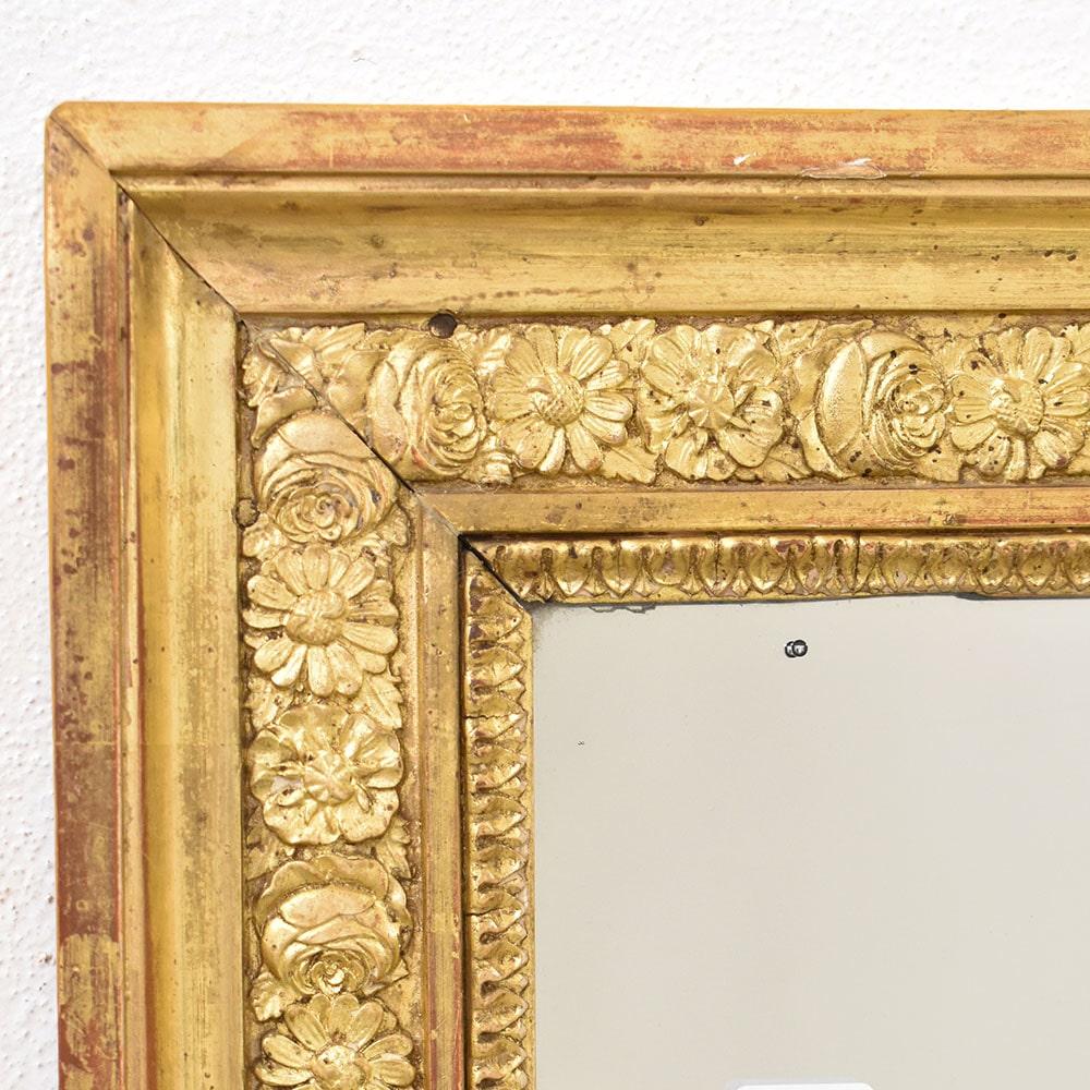 Doré Miroir rectangulaire doré à la feuille d'or, Miroir ancien