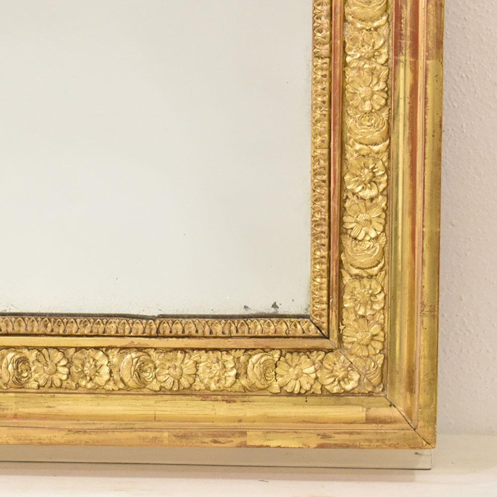 Miroir rectangulaire doré à la feuille d'or, Miroir ancien 1