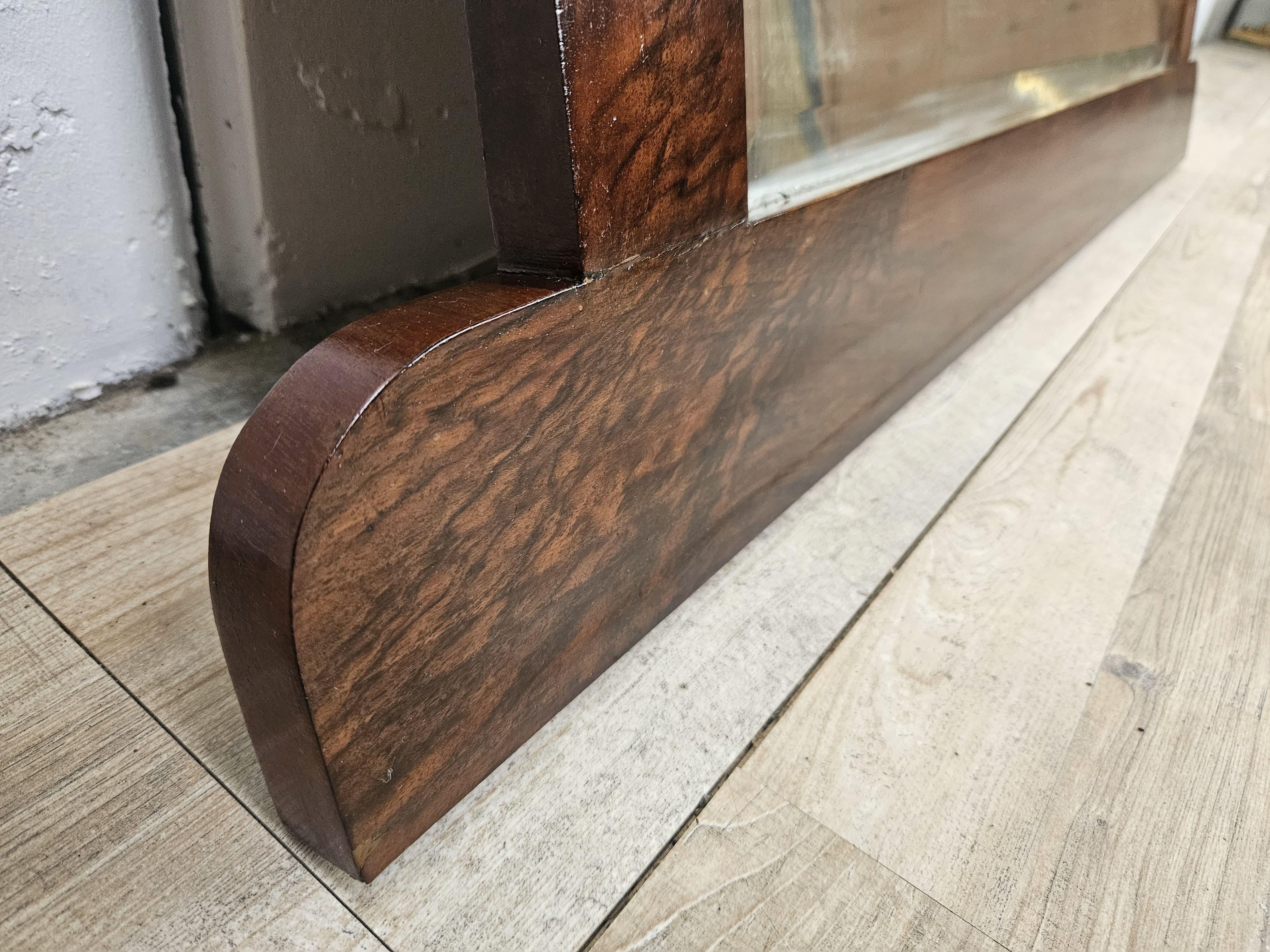 Mid-20th Century 1930s Art Deco walnut-root mirror with beveled glass For Sale