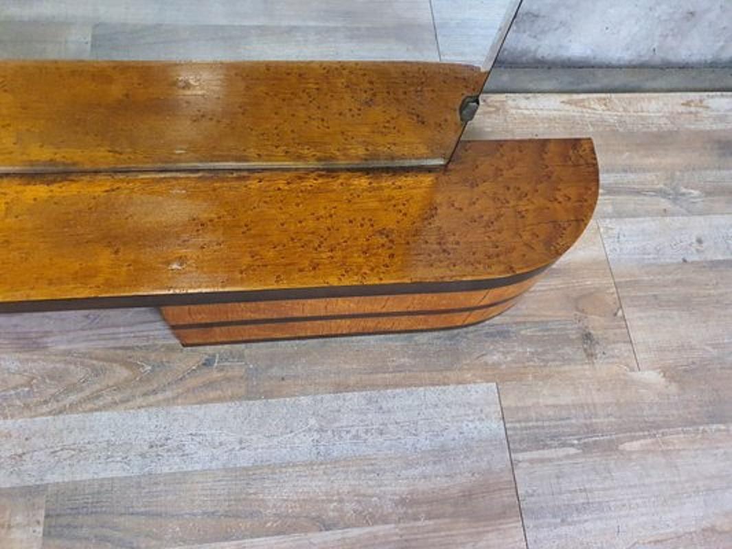 Specchiera Art Decò anni '40 in vetro e radica in vendita 2