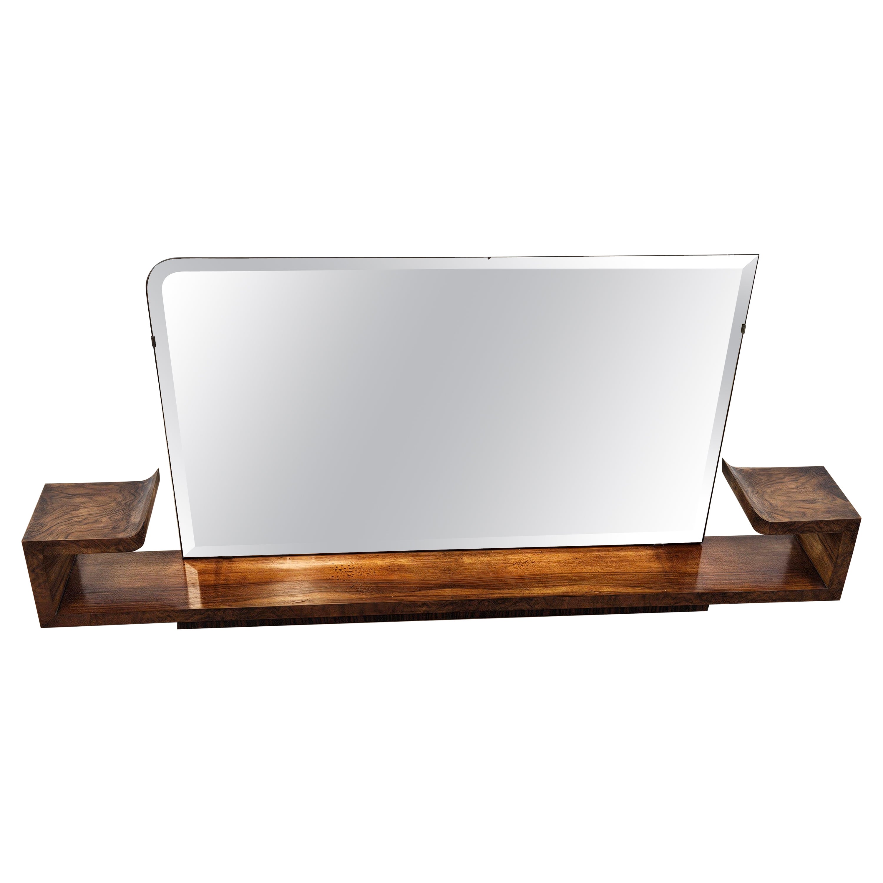Art Deco walnut-root mirror
