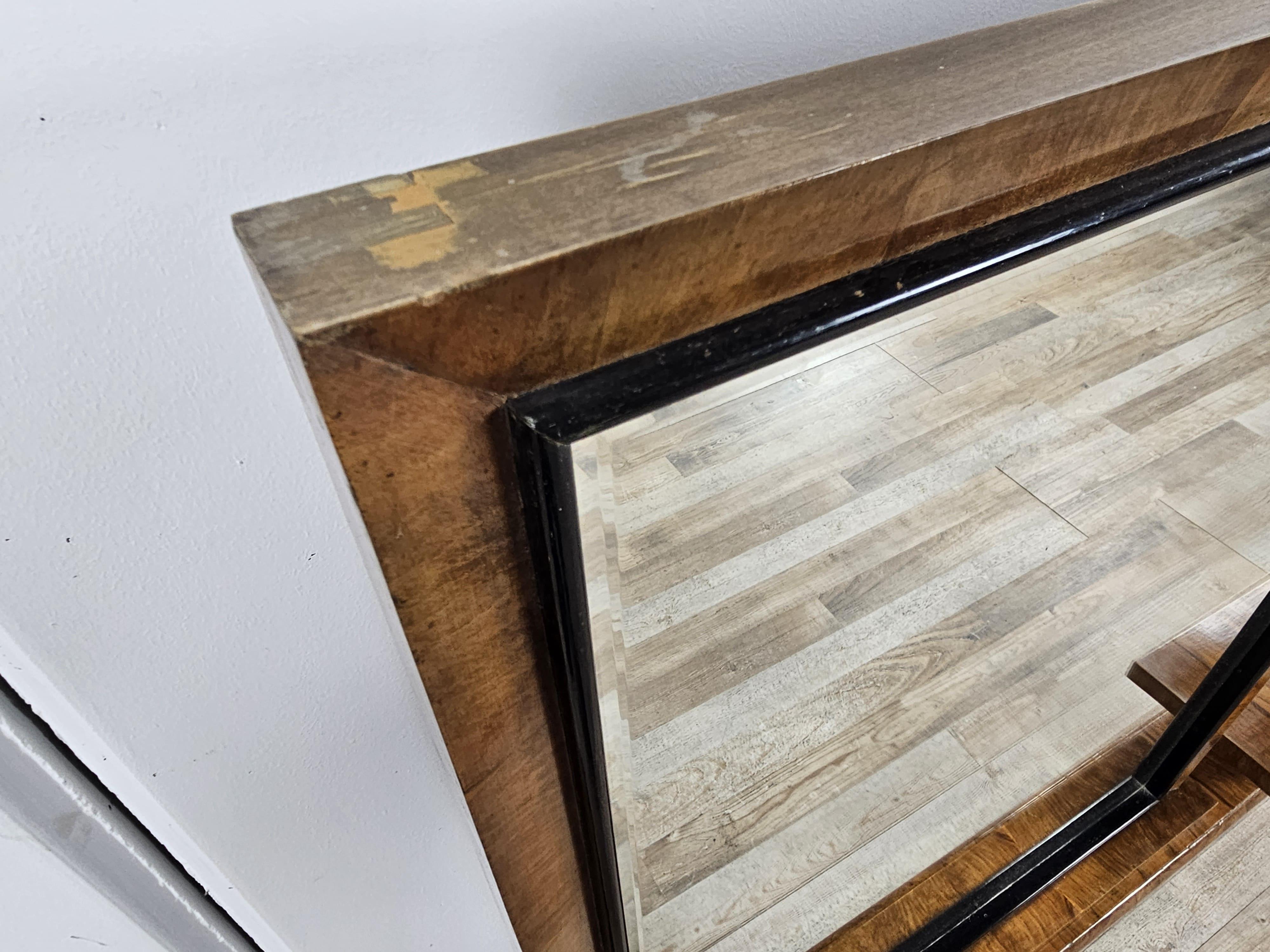 Art Deco rationalist briarwood mirror from the 1930s In Good Condition For Sale In Premariacco, IT