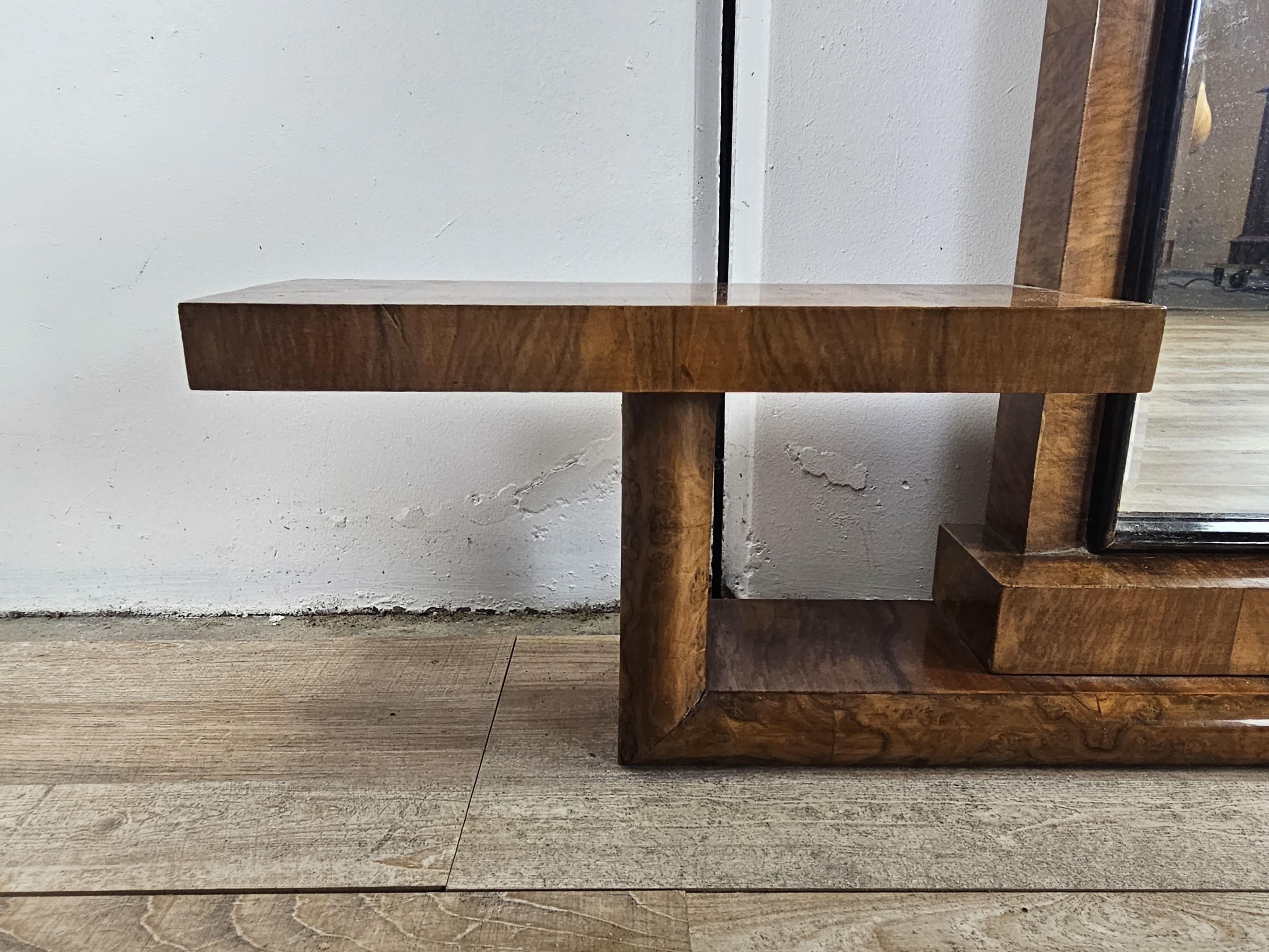 Mid-20th Century Art Deco rationalist briarwood mirror from the 1930s For Sale