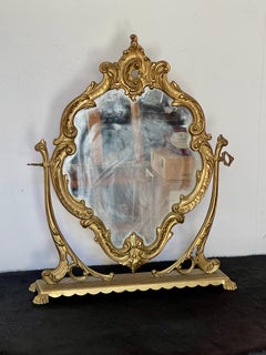 Specchiera da Tavolo Impero in Ottone Dorato, XX secolo