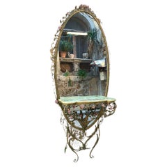 Schmiedeeisenspiegel und Konsolentisch aus Messing/Marmor von Pierluigi Colli 20