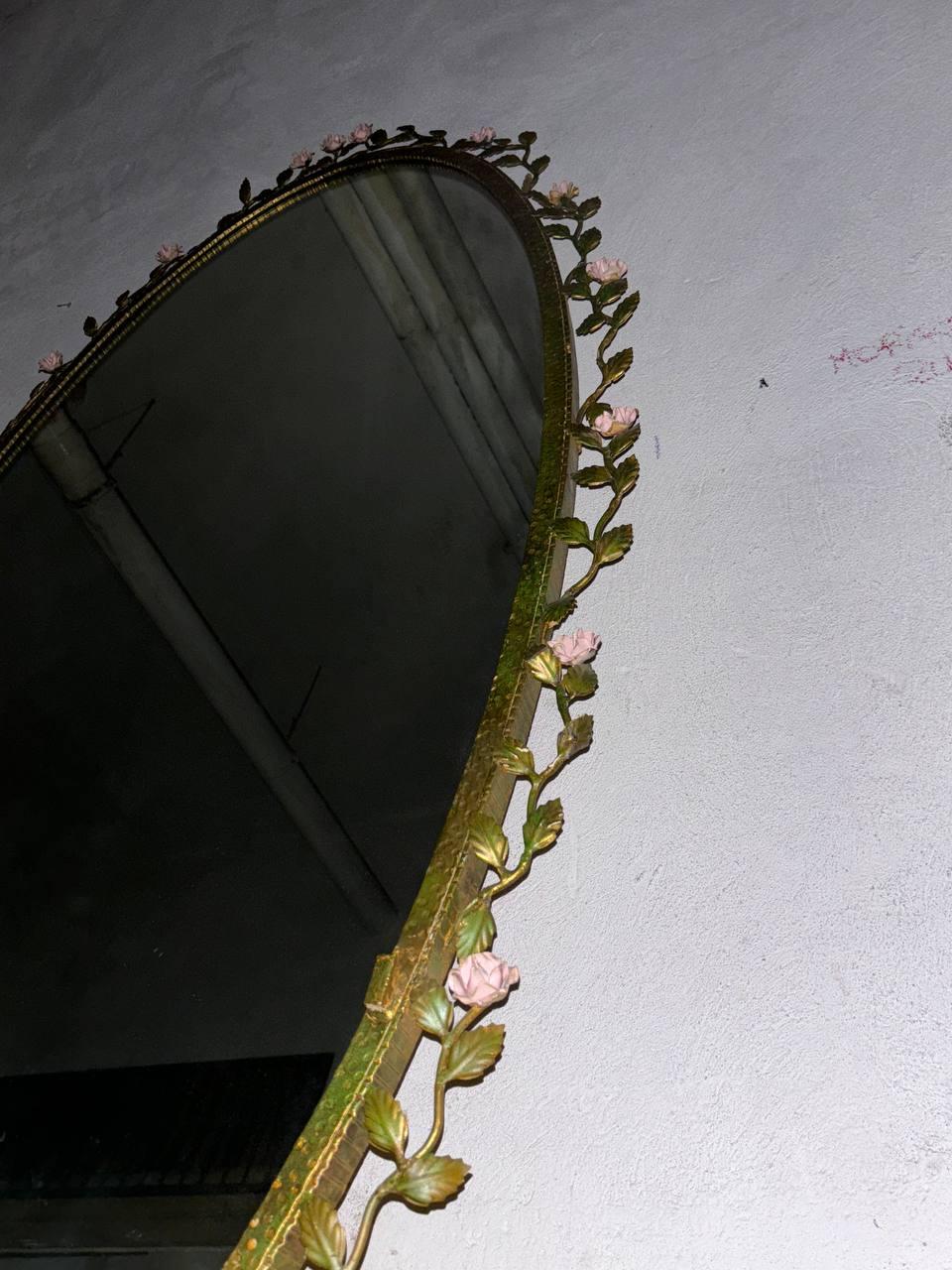 Miroir et console en fer forgé laiton/marbre par Pierluigi Colli 20e siècle en vente 2