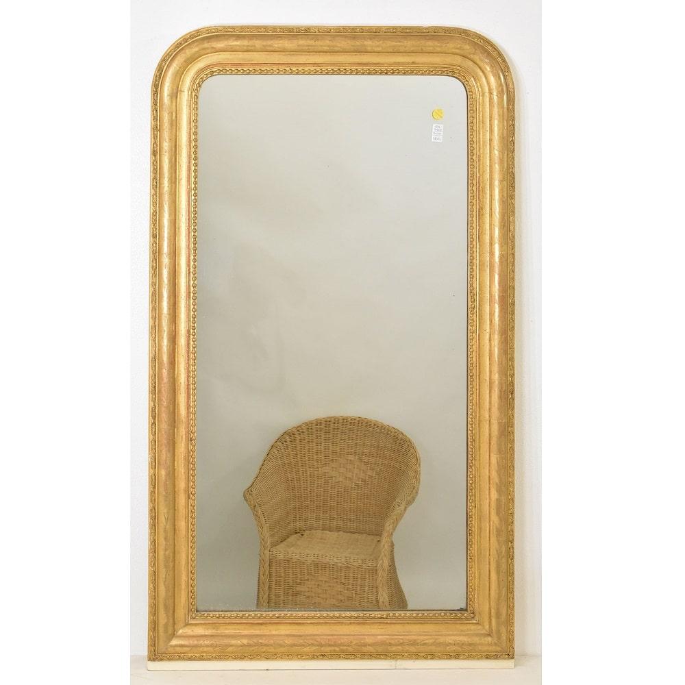 French Specchiera Dorata Antica Con Fiori, In Foglia Oro Zecchino, Luigi Filippo , XIX. in vendita