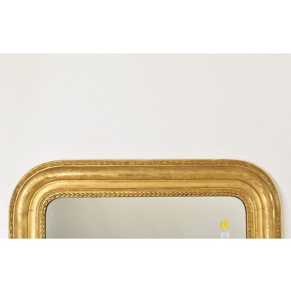 Dorato Specchiera Dorata Antica Con Fiori, In Foglia Oro Zecchino, Luigi Filippo , XIX. in vendita