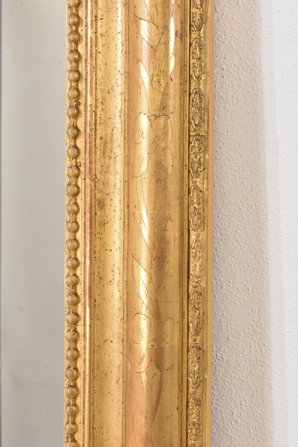 19th Century Specchiera Dorata Antica Con Fiori, In Foglia Oro Zecchino, Luigi Filippo , XIX. in vendita