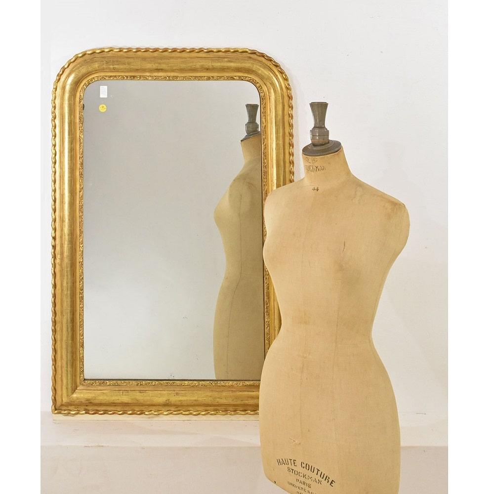 Antiker vergoldeter Spiegel, antiker Spiegel, Blattgold, Mitte des 19. Jahrhunderts. (Louis Philippe) im Angebot