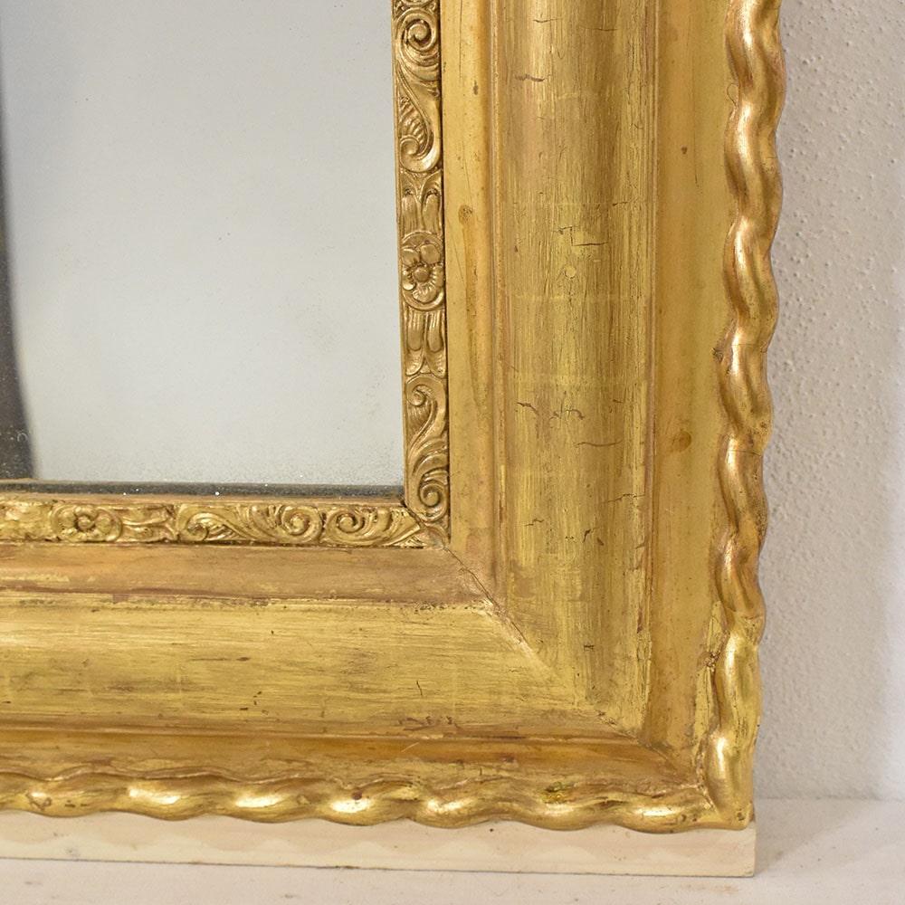 Antiker vergoldeter Spiegel, antiker Spiegel, Blattgold, Mitte des 19. Jahrhunderts. im Zustand „Gut“ im Angebot in Breganze, VI