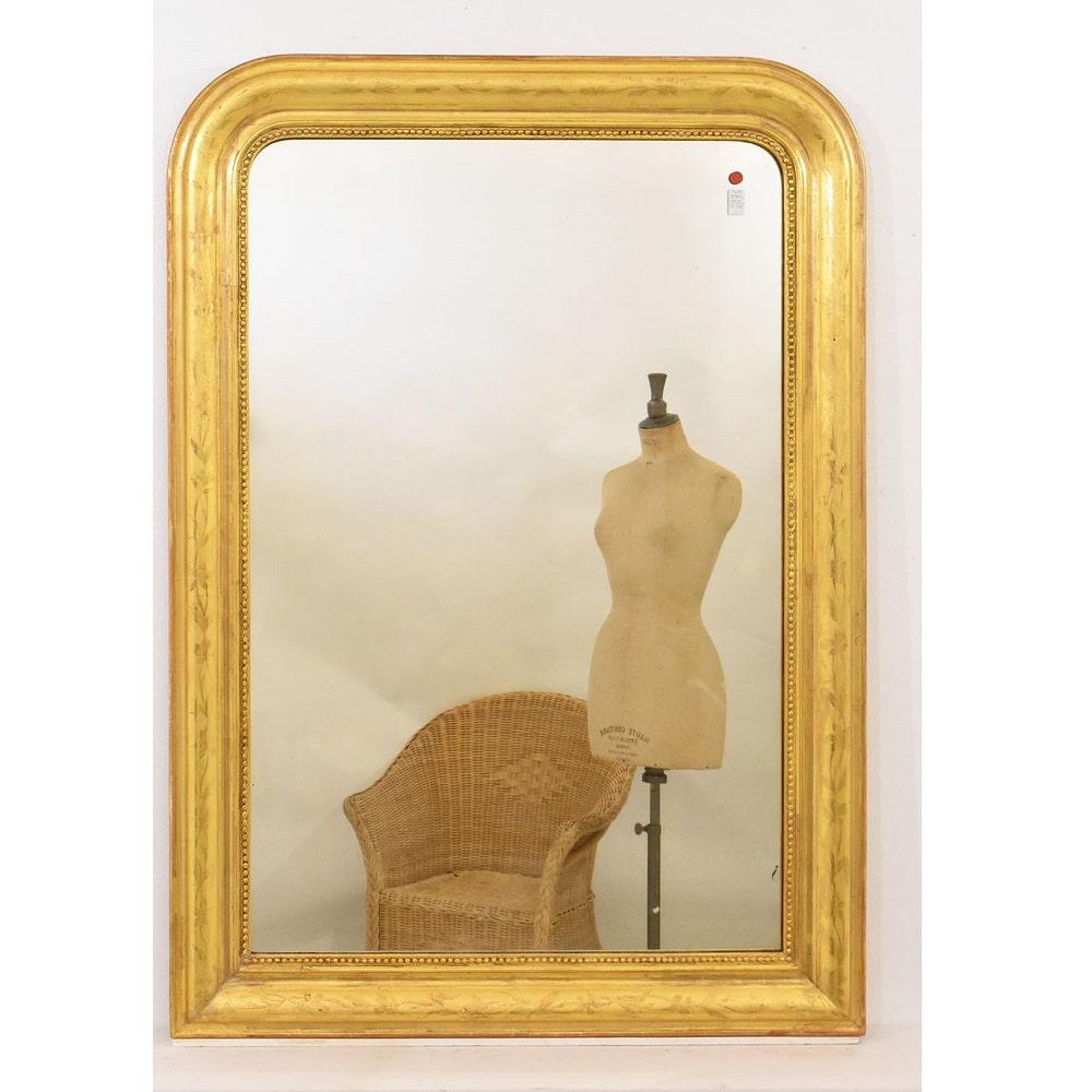 French Louis Philippe Gilded Mirror, Gilded Frame In Gold Leaf Zecchino, 19th. For Sale
