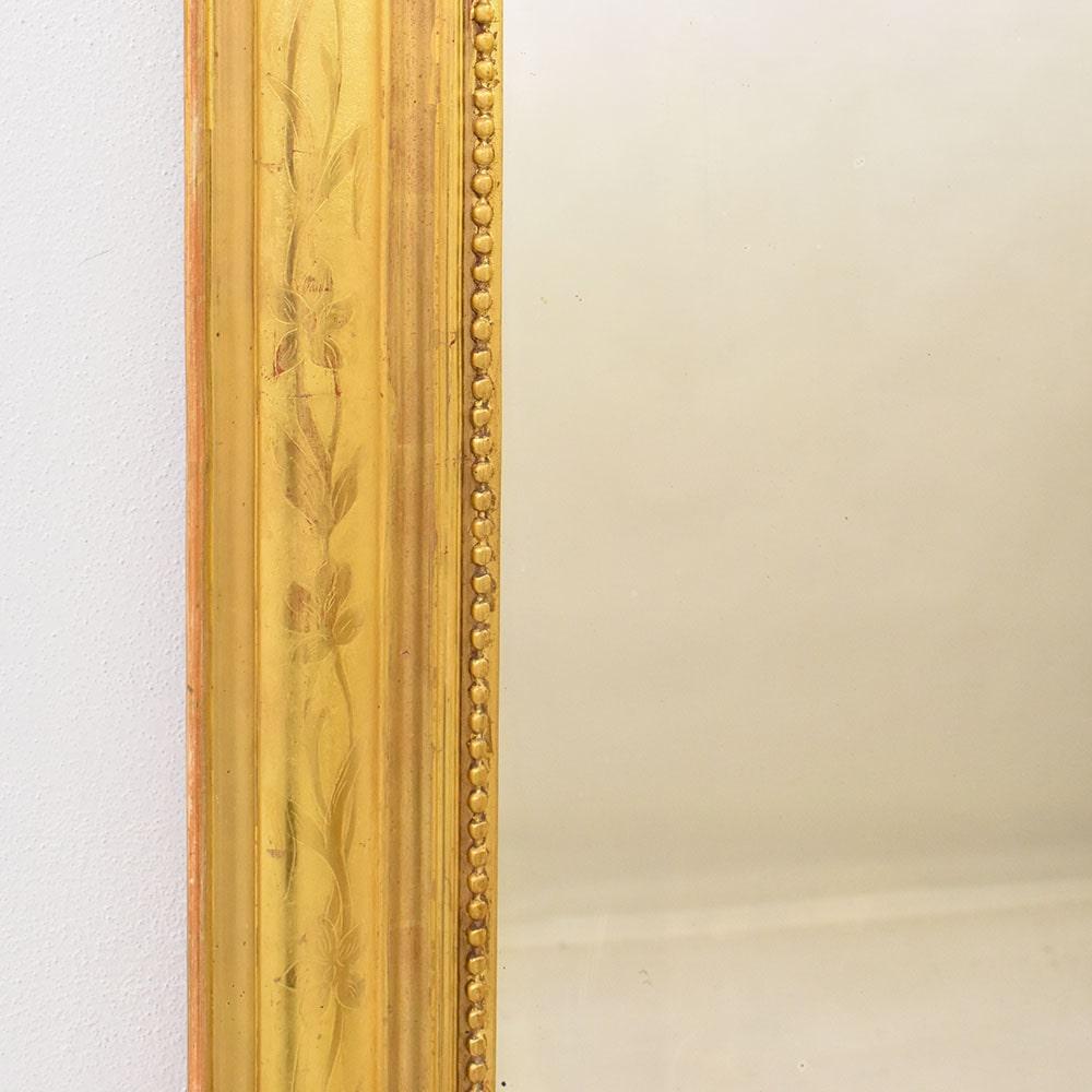Gilt Louis Philippe Gilded Mirror, Gilded Frame In Gold Leaf Zecchino, 19th. For Sale