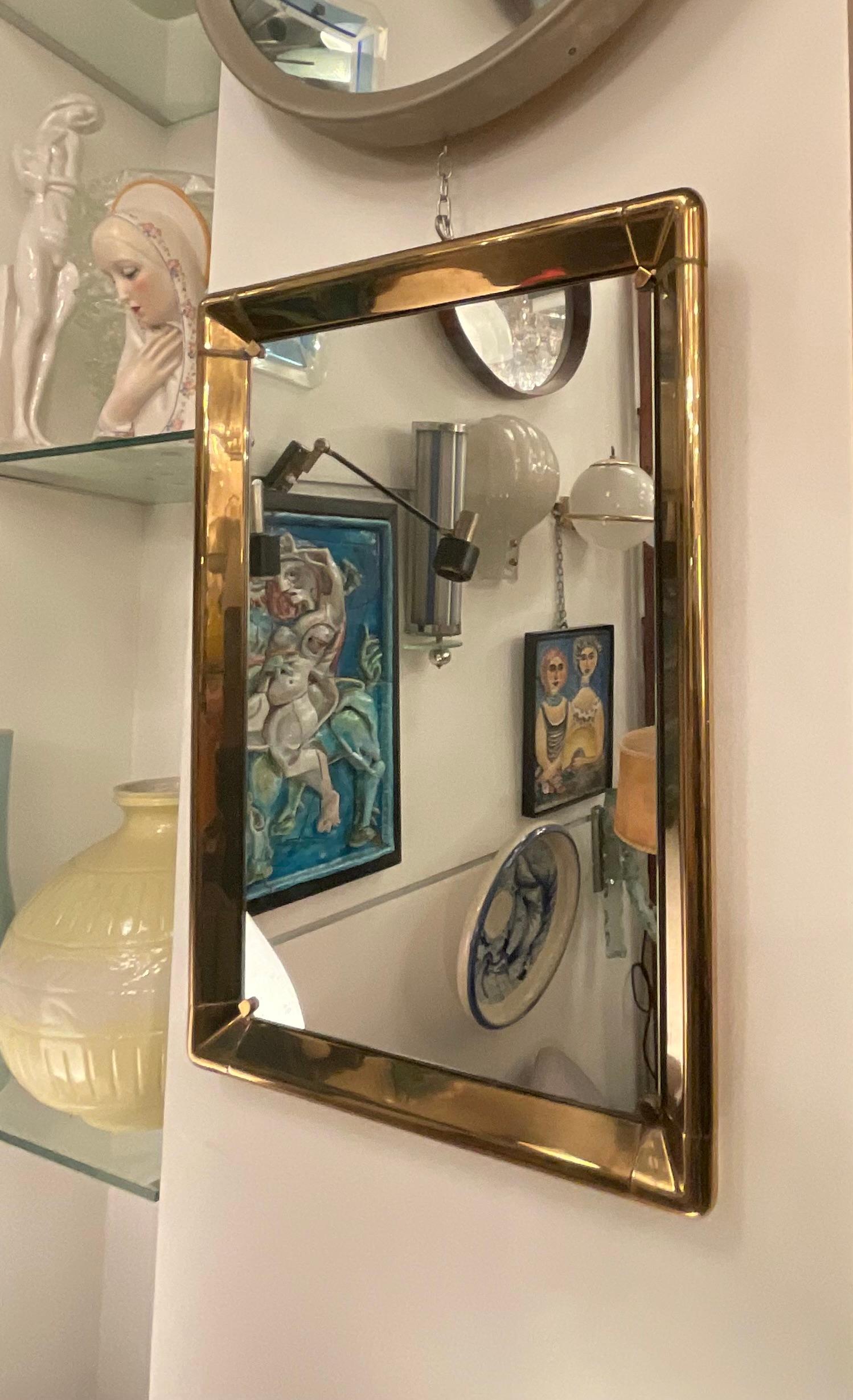 Espejo de latón - ITALIA 1960 Moderno en venta