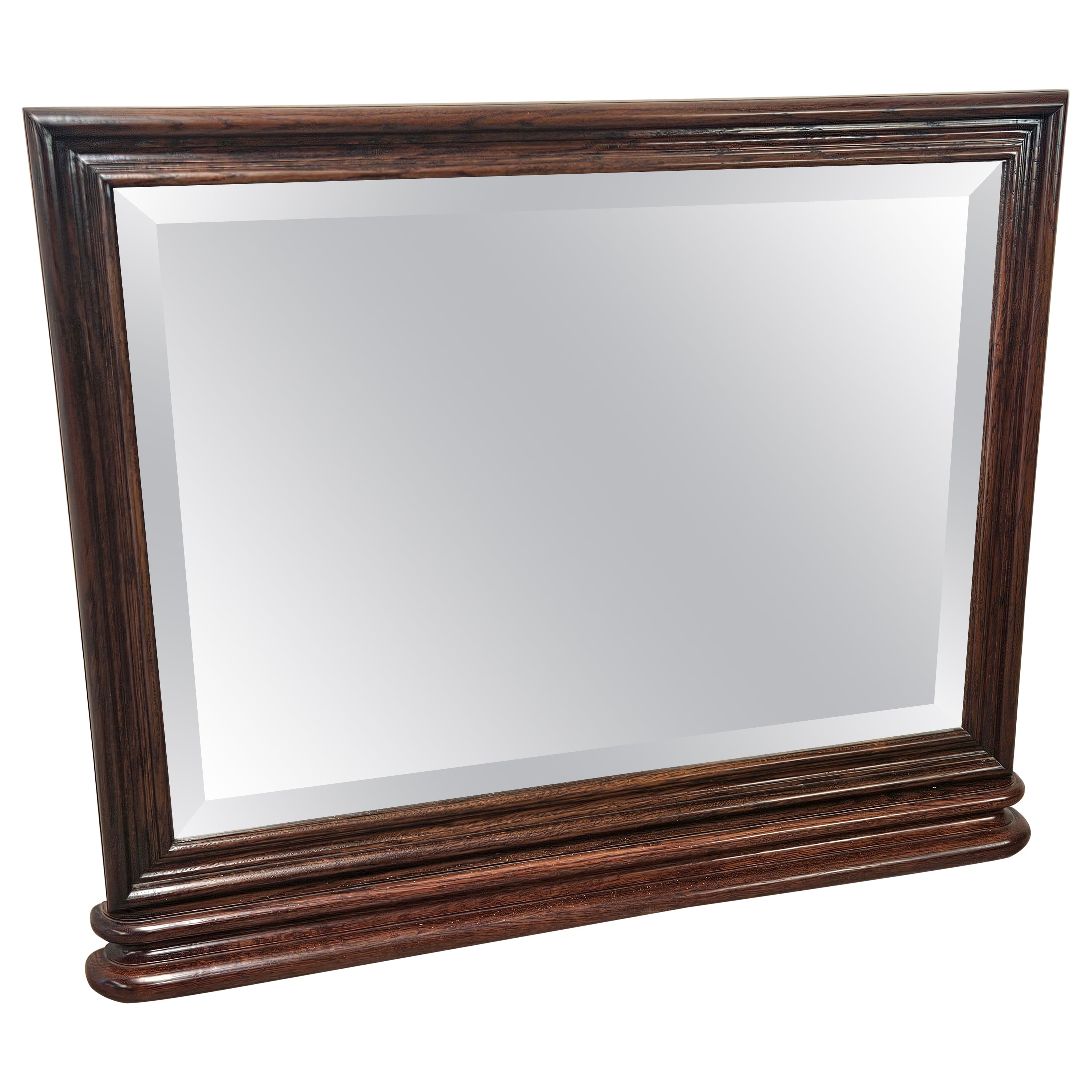 Art Deco oak mirror with beveled glass 1930s