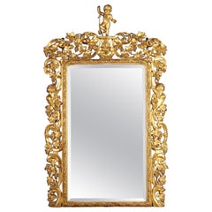 Baroque-Style Gilded Swiss Pine Wood Mirror, Italy, 19th Century