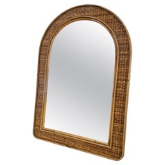Vintage 1970s wicker mirror