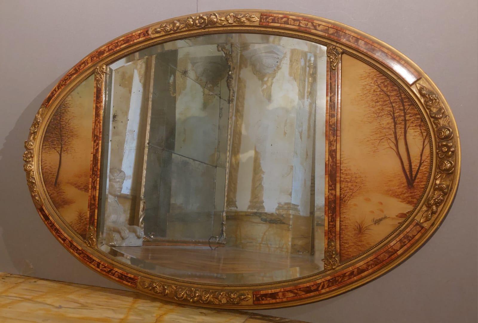 Art Déco Specchiera ovale francese anni 20 in vendita