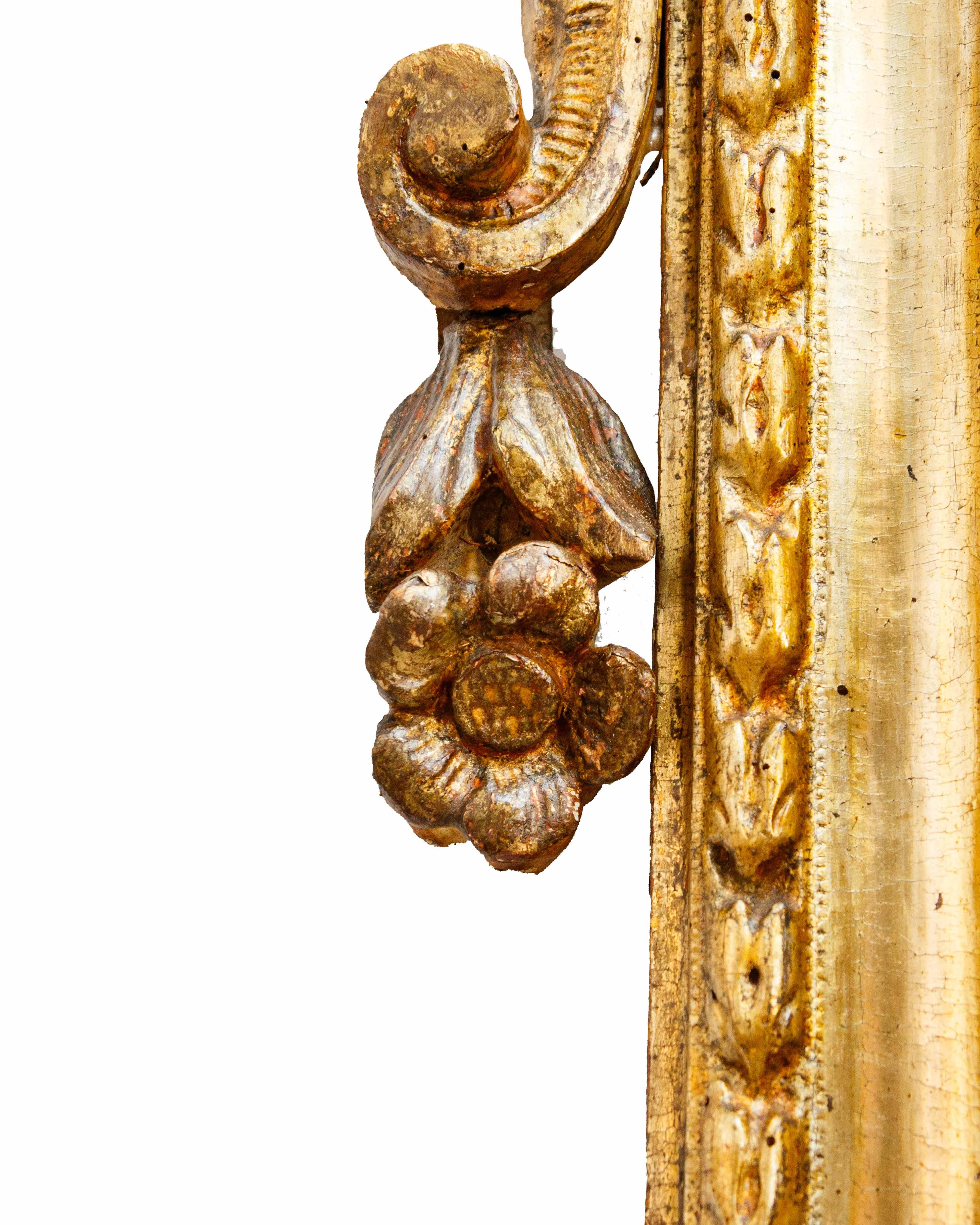 piemontesischer Spiegel, Louis XVI, vergoldetes Holz (Vergoldet) im Angebot